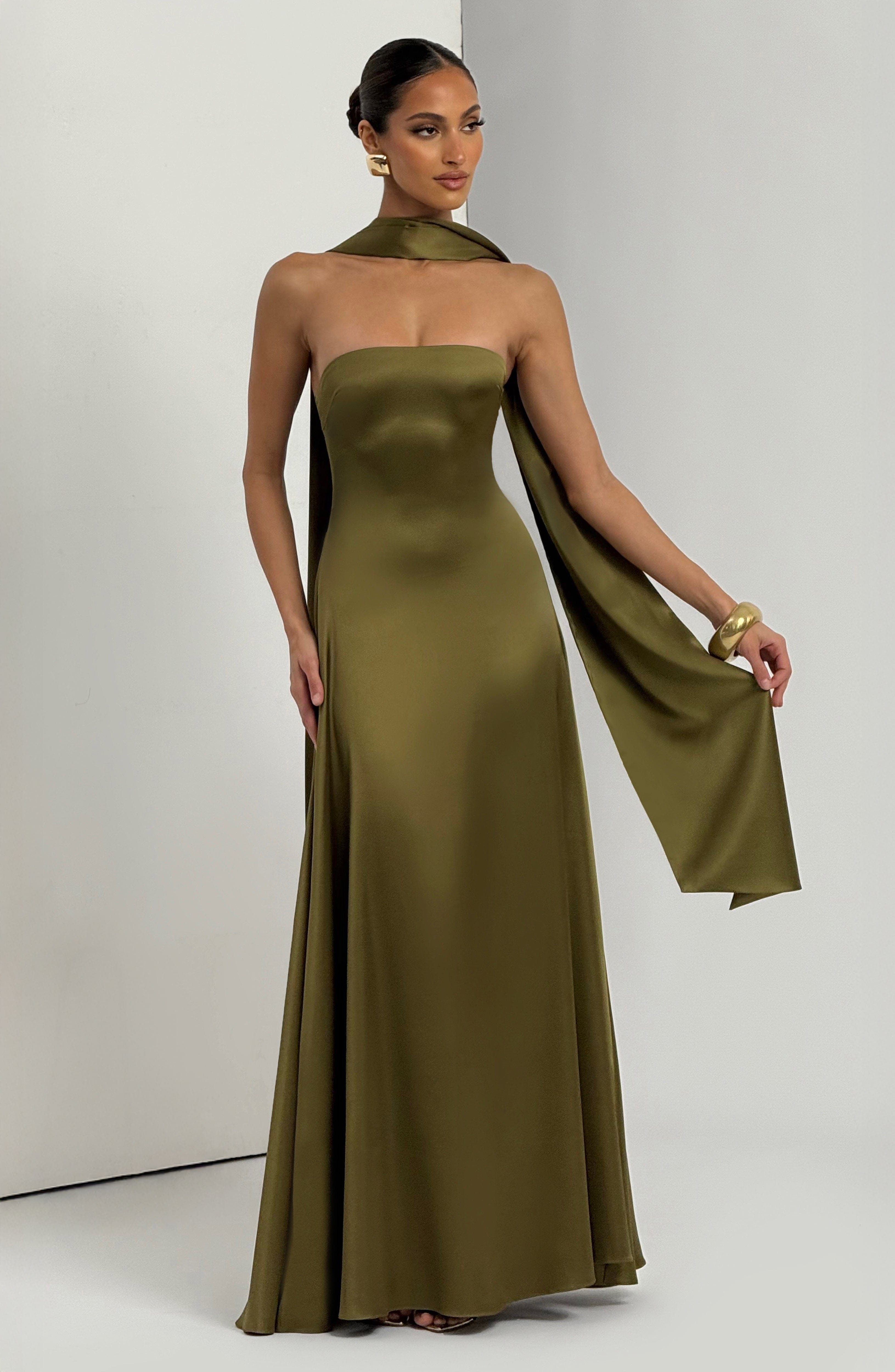 Morven Deep Olive Maxi Dress - ICYBOO