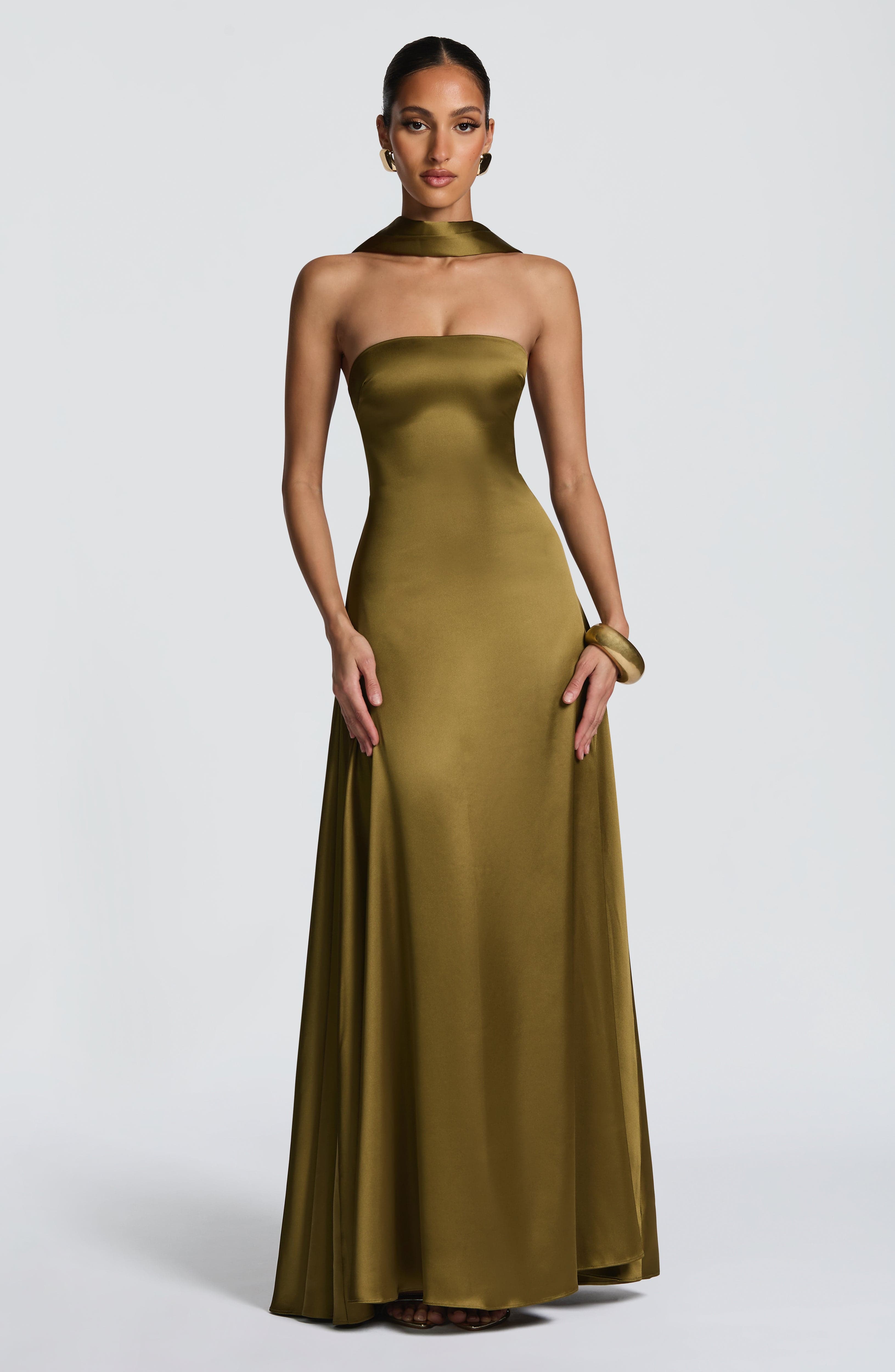 Morven Deep Olive Maxi Dress - ICYBOO