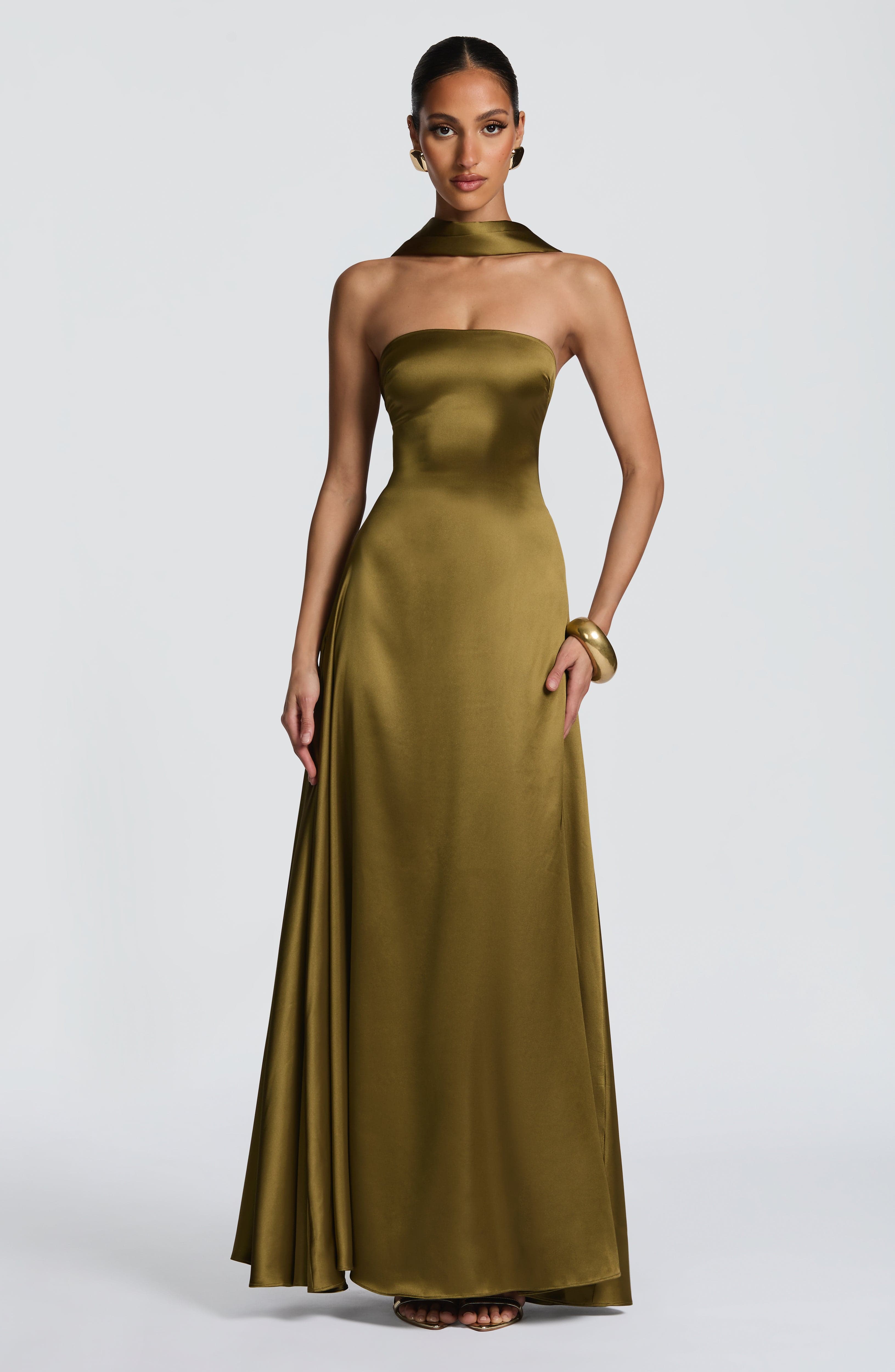 Morven Deep Olive Maxi Dress - ICYBOO