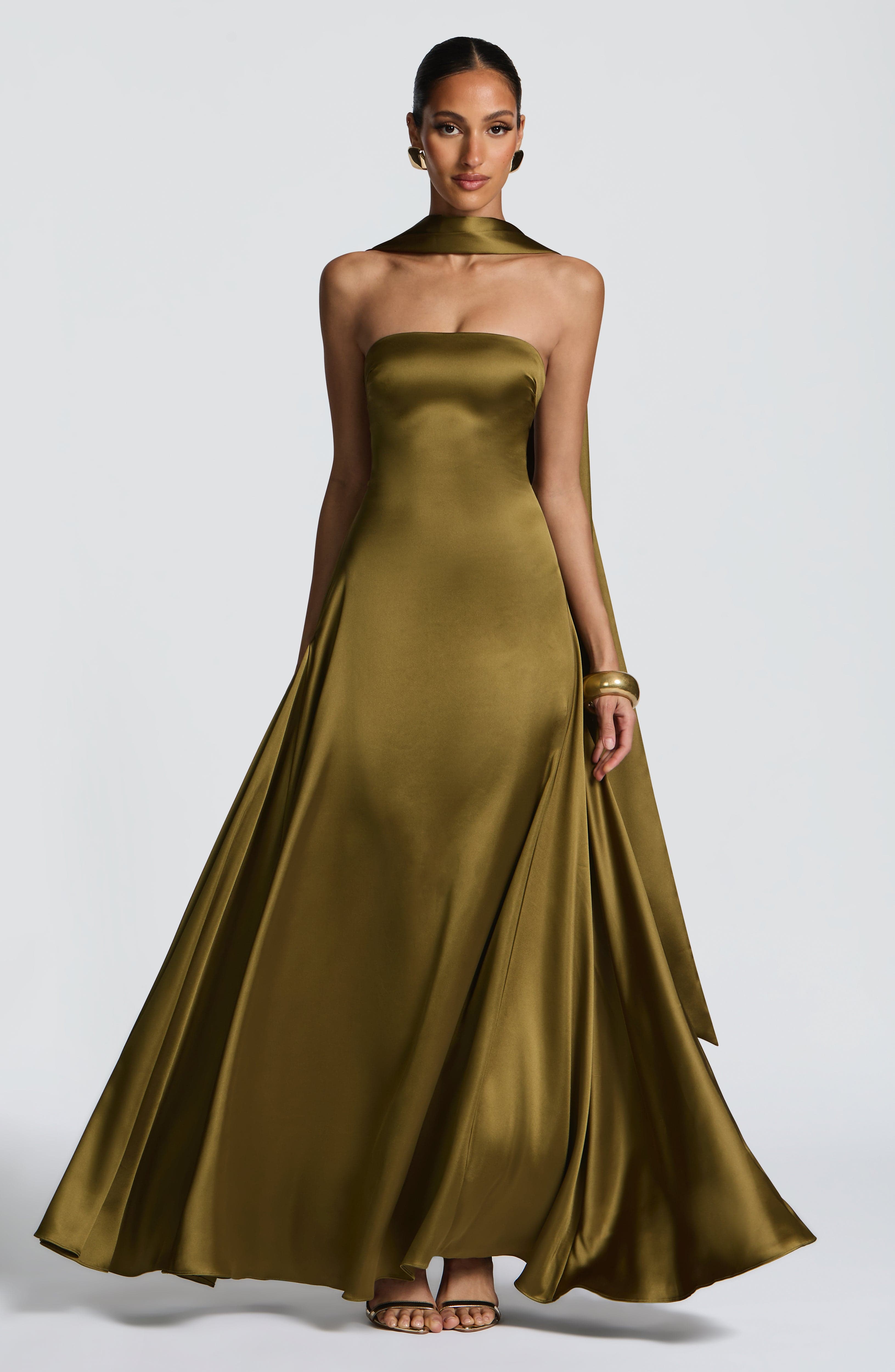 Morven Deep Olive Maxi Dress - ICYBOO