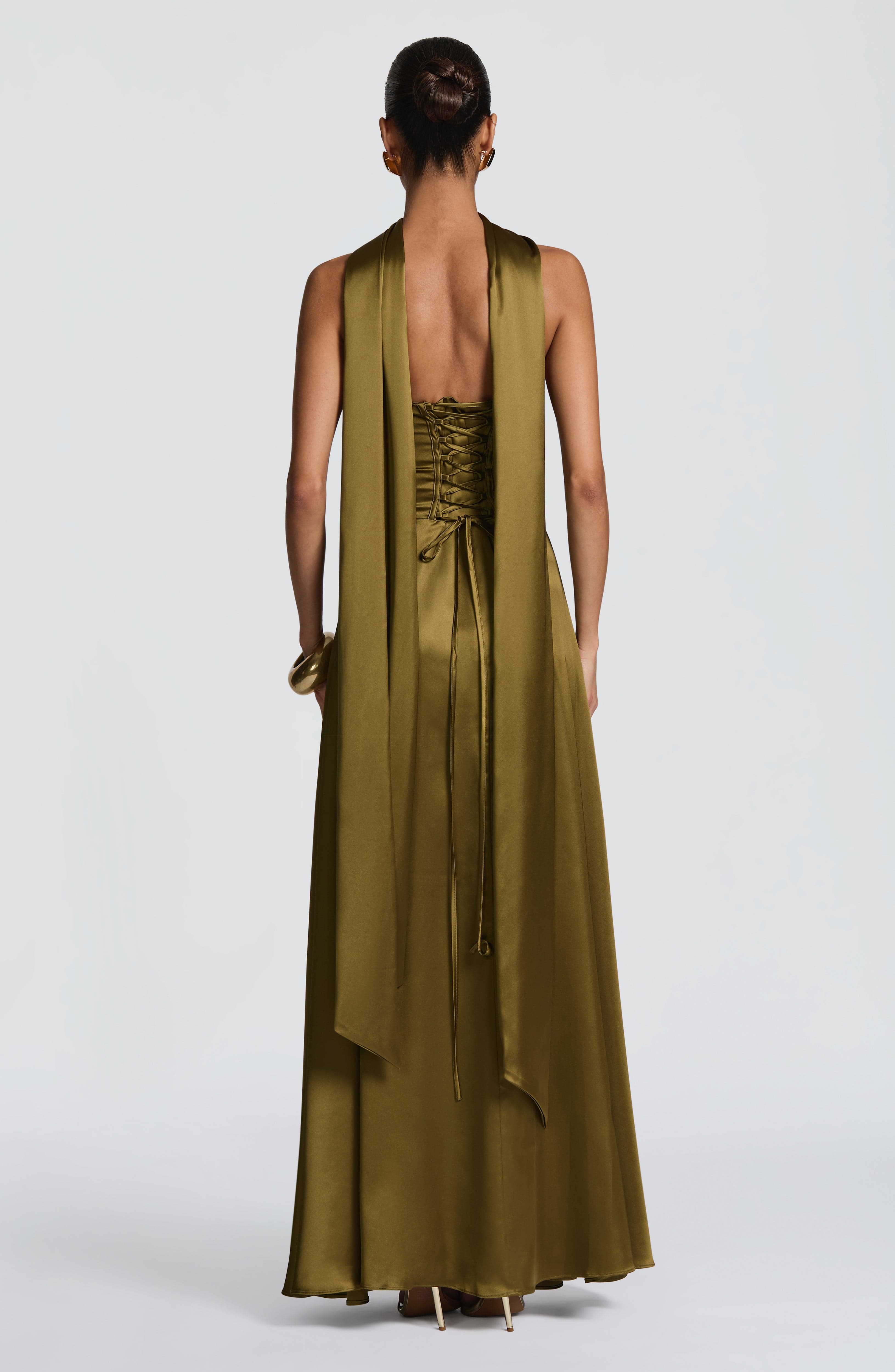Morven Deep Olive Maxi Dress - ICYBOO