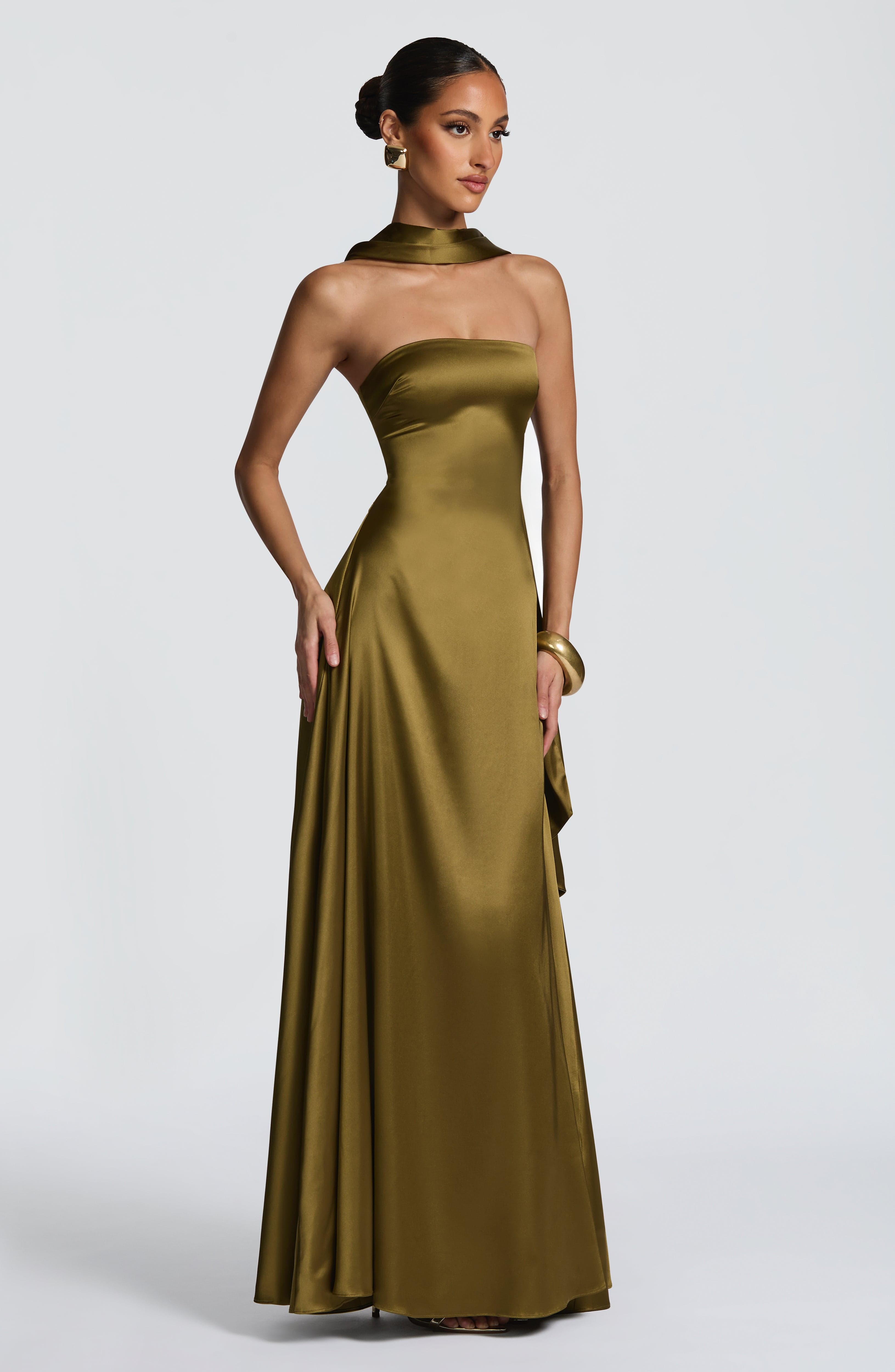 Morven Deep Olive Maxi Dress - ICYBOO