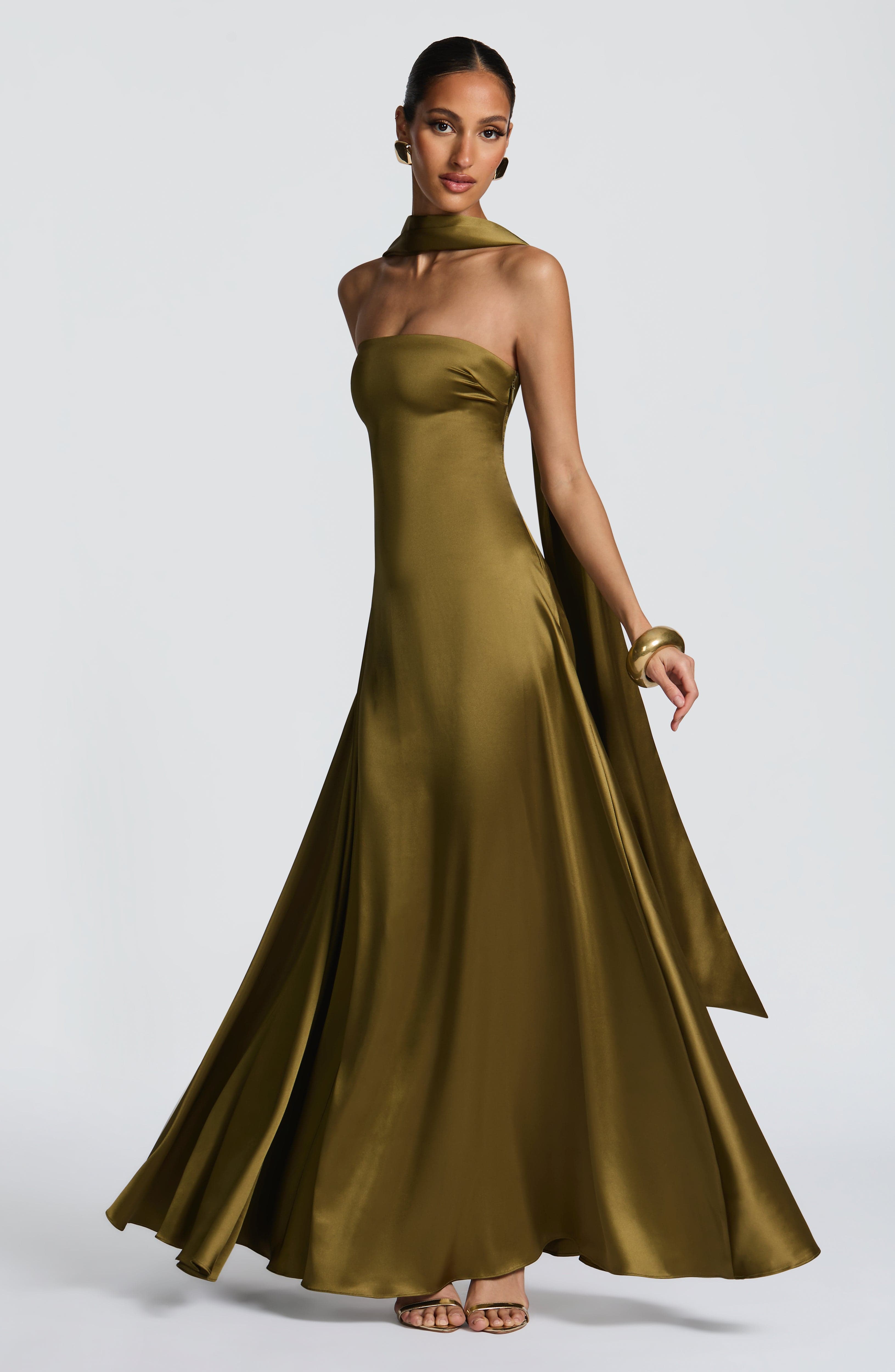 Morven Deep Olive Maxi Dress - ICYBOO