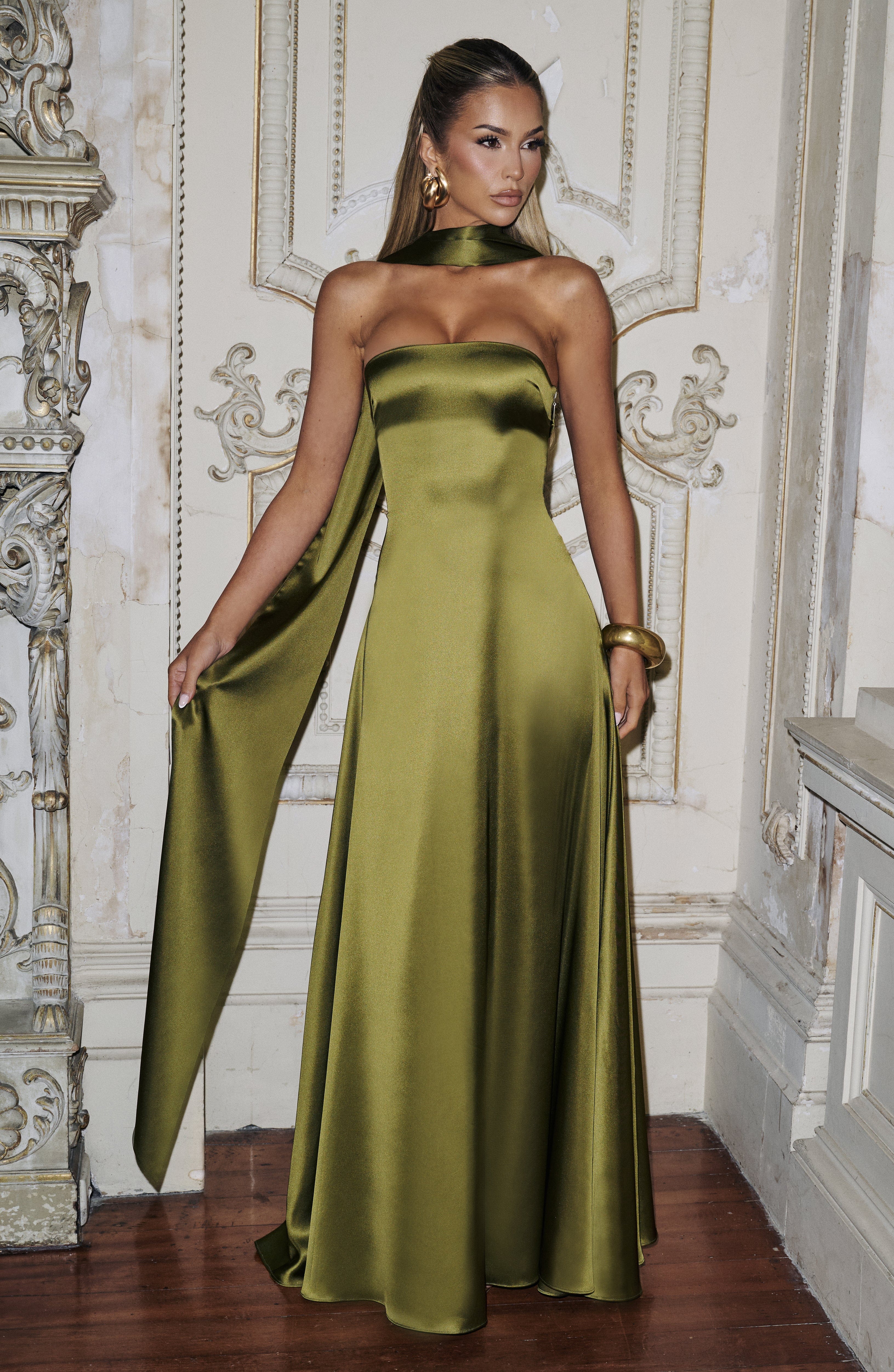 Morven Deep Olive Maxi Dress - ICYBOO