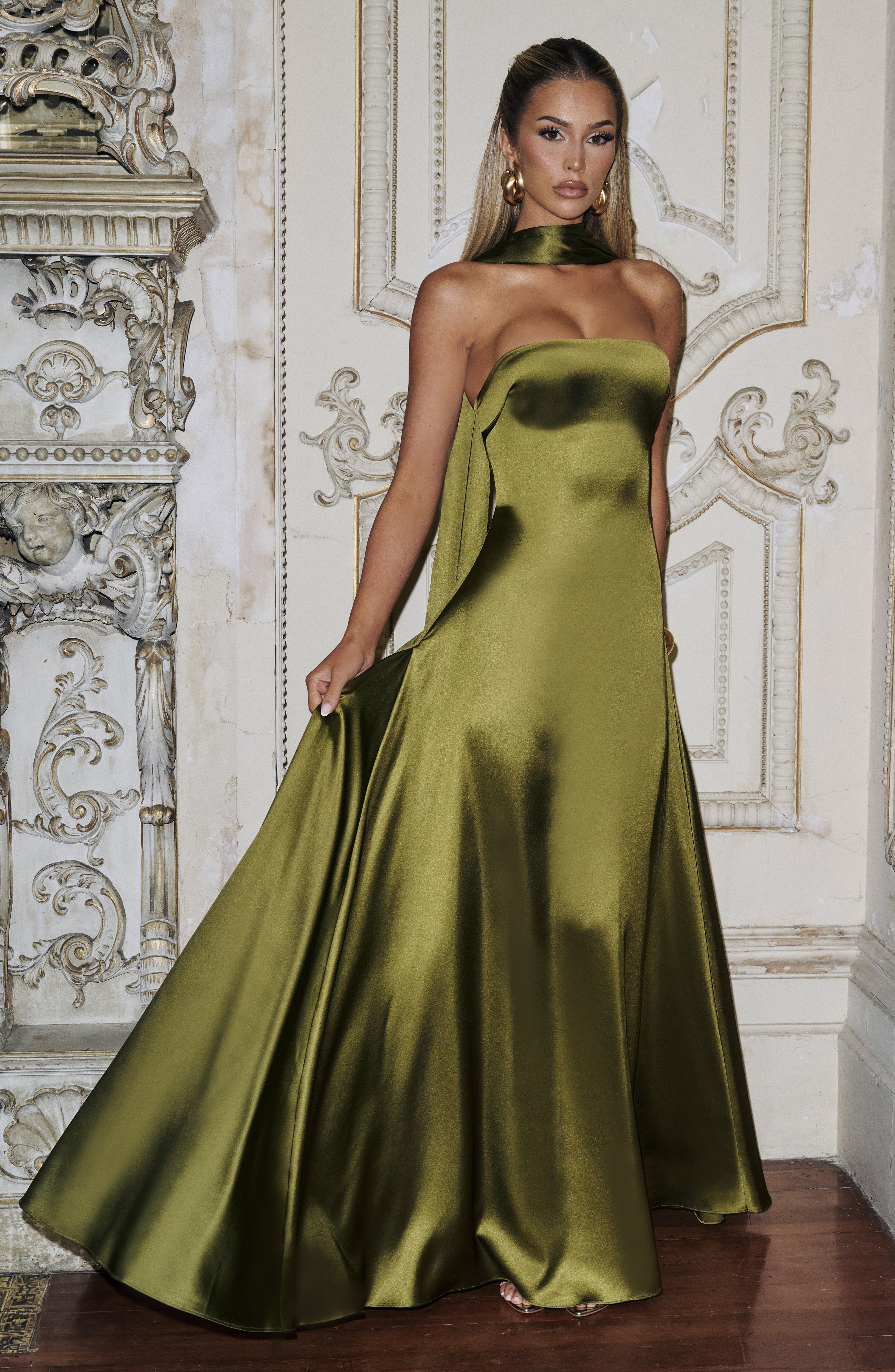 Morven Deep Olive Maxi Dress - ICYBOO