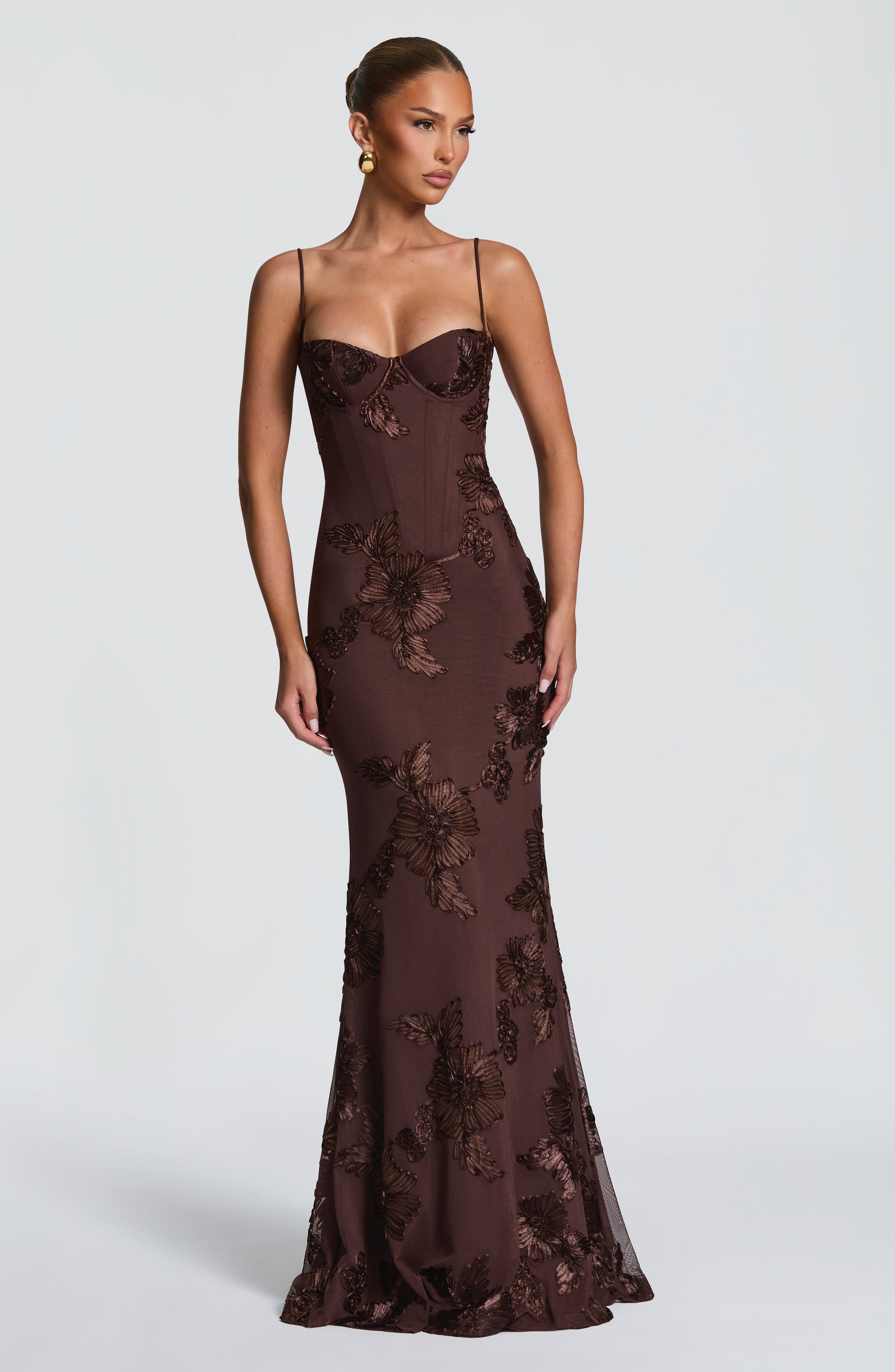 Nefertiti Maxi Dress - Plum Brown - ICYBOO