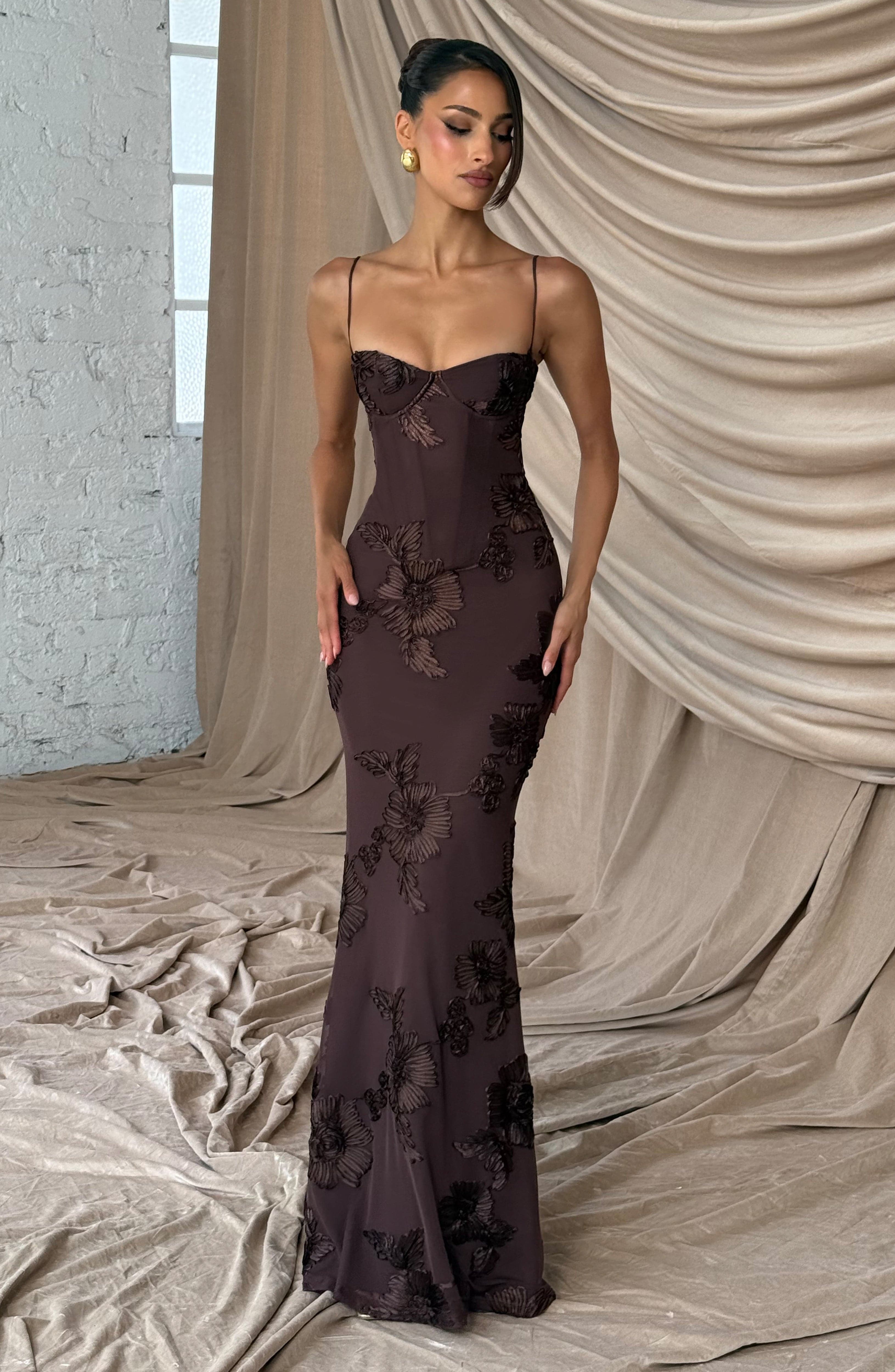 Nefertiti Maxi Dress - Plum Brown - ICYBOO