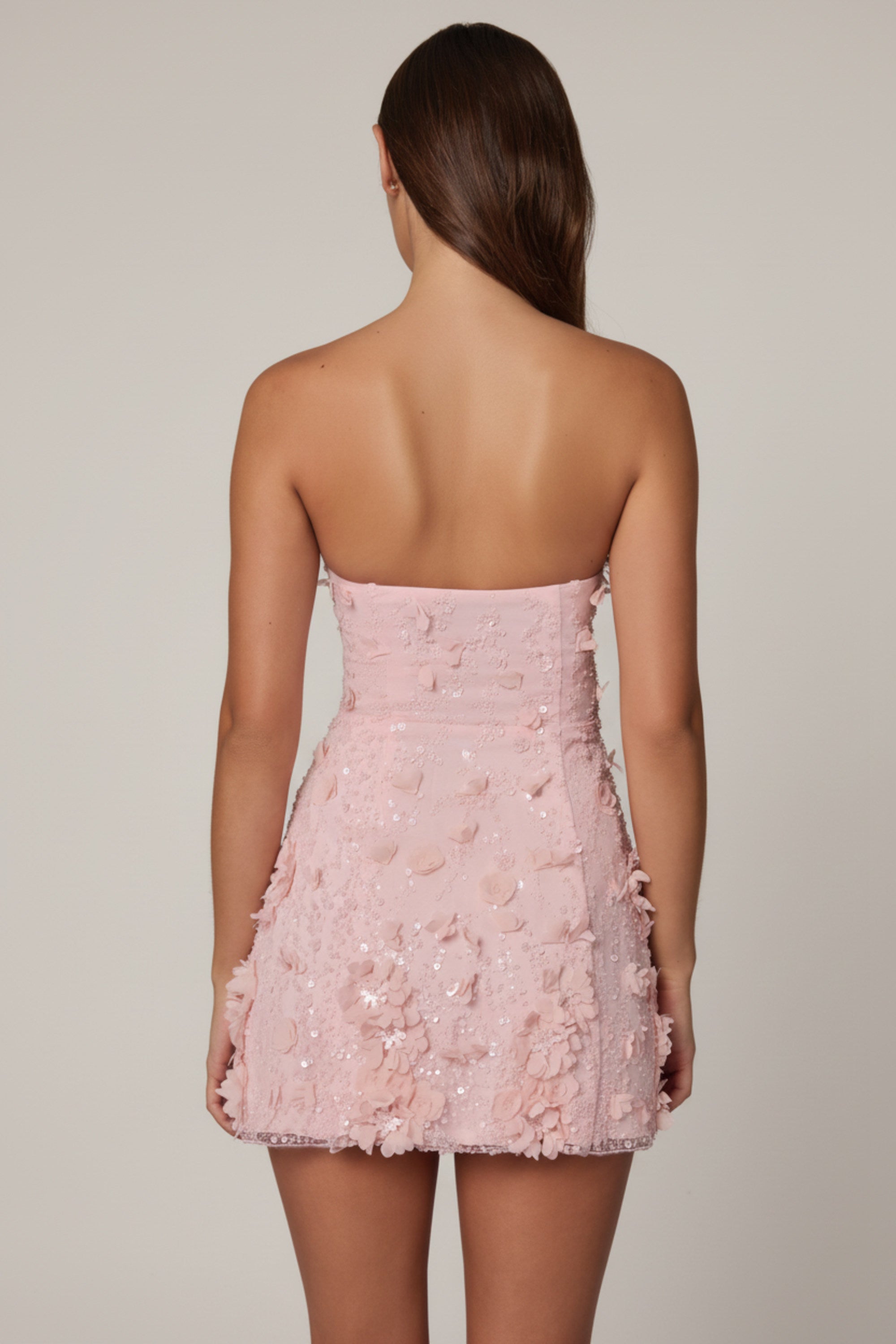 Edita Sequin Floral Mini Party Dress - Ballet Pink - ICYBOO