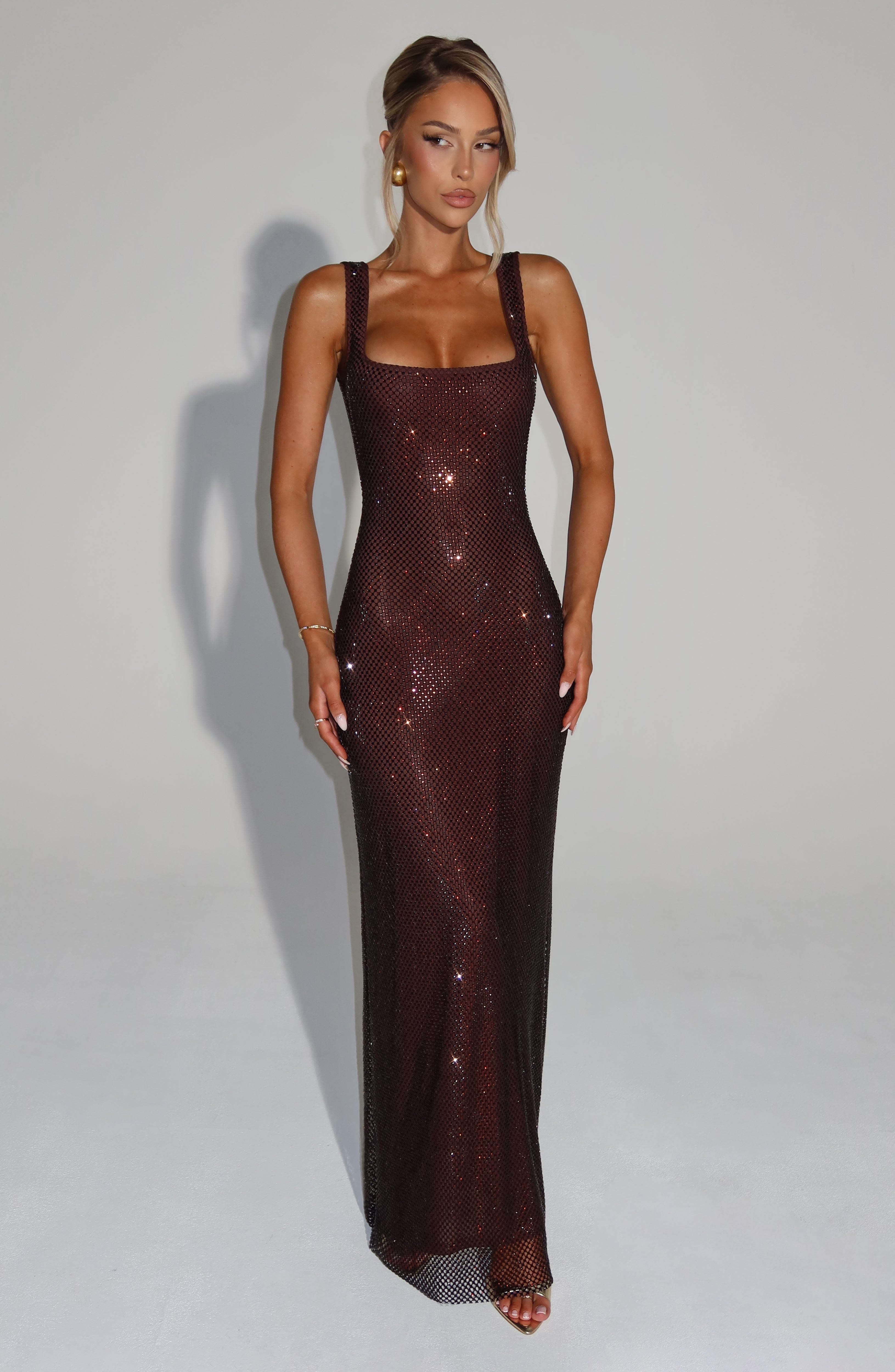 Petra Full-Length Dress - Plum Brown - ICYBOO