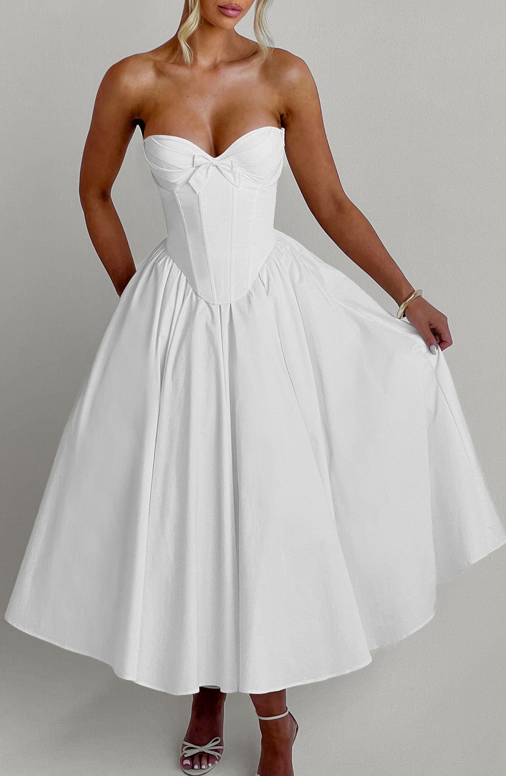 Ivory Prim Midi Dress - ICYBOO