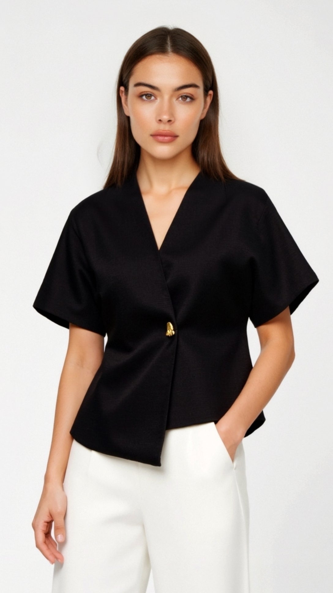 Amy Blouse with V-Neck Design
