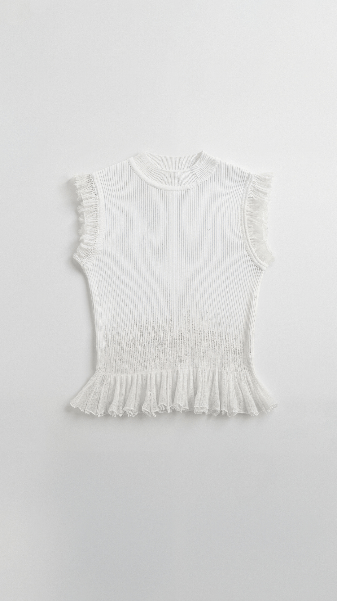 Carol Ruffled Ribbed Knit Blouse