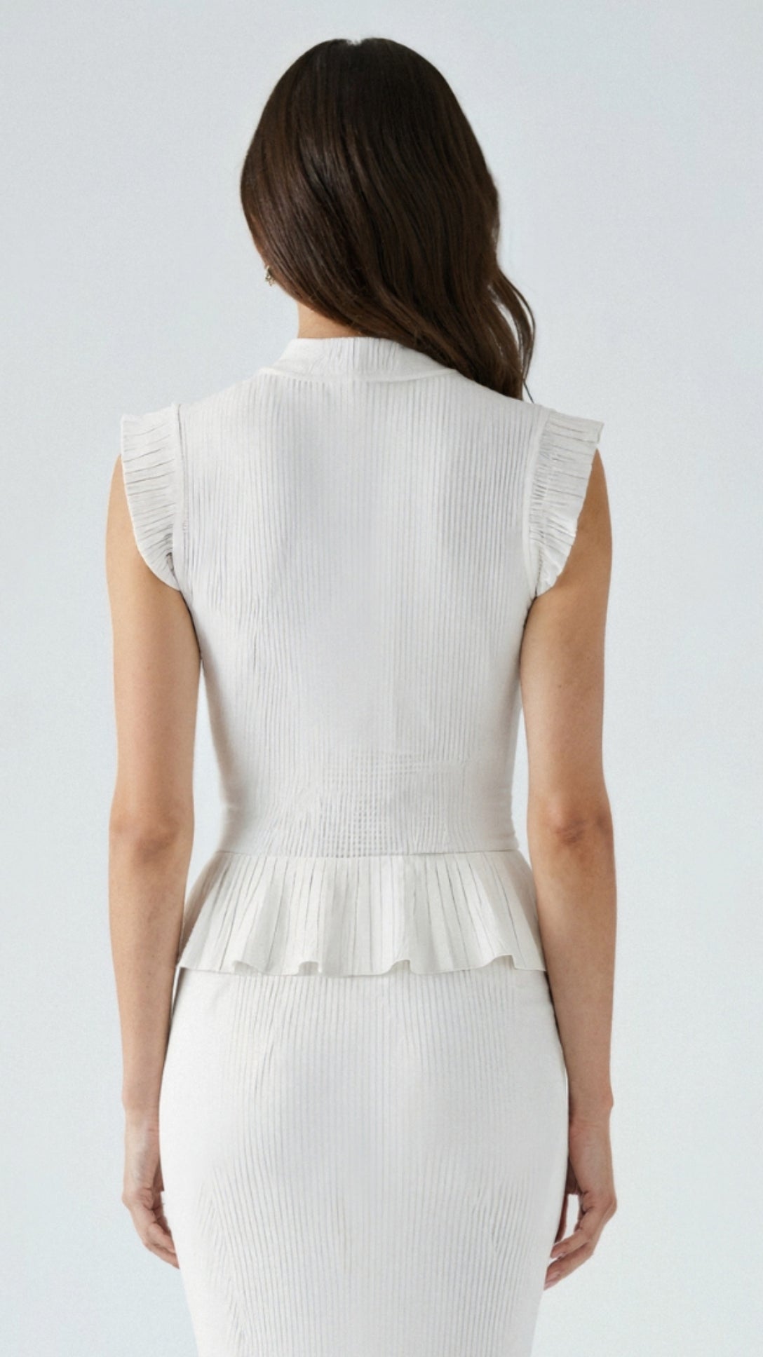Carol Ruffled Ribbed Knit Blouse