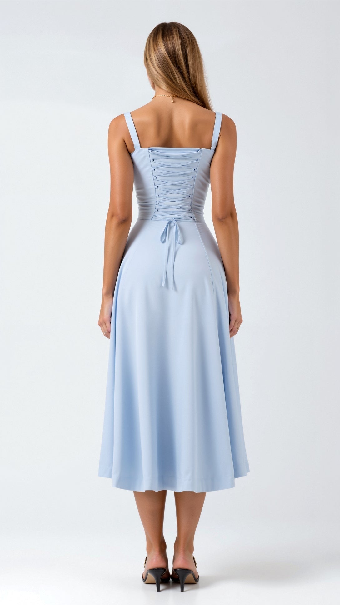 Lace-Up Midi Dress in Jade