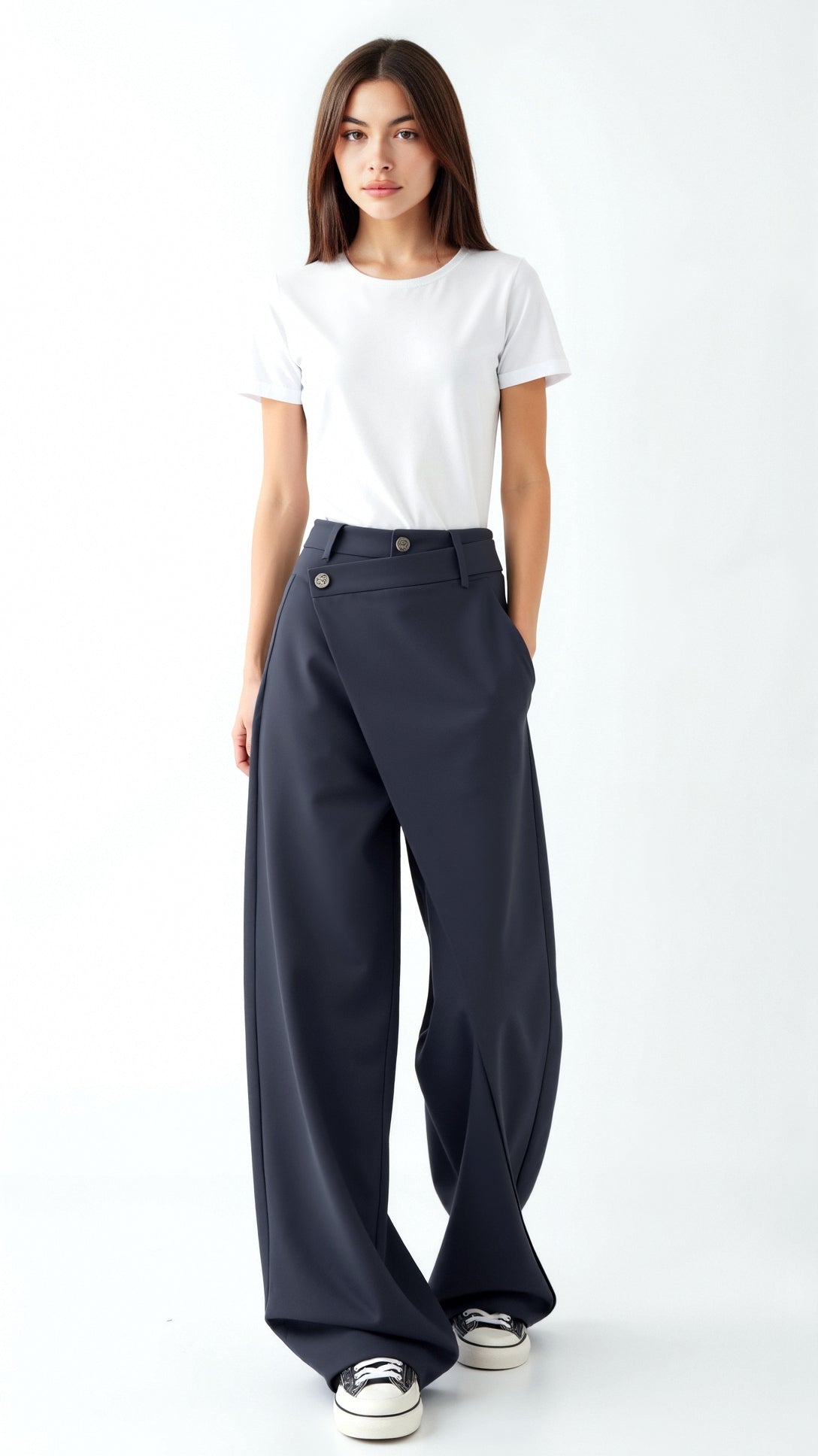 Asymmetric Denim Pants