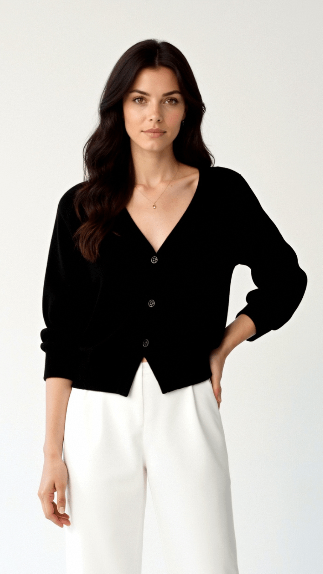 Jessica Buttoned V-Neck Cardigan