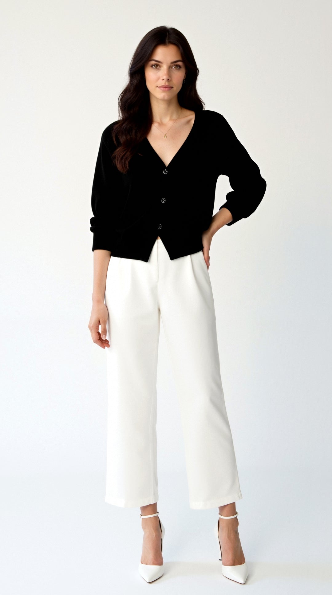 Jessica Buttoned V-Neck Cardigan