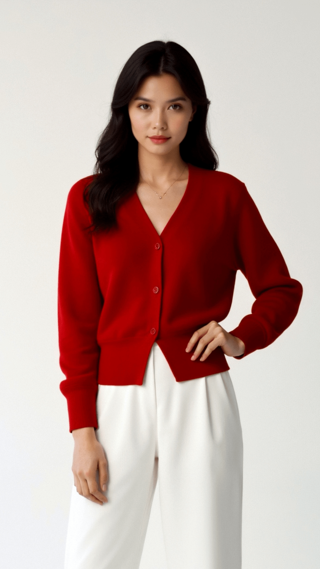 Jessica Buttoned V-Neck Cardigan