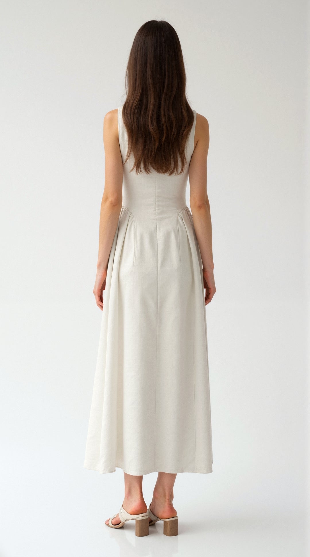 Nancy Dress with Linen Cutout Design