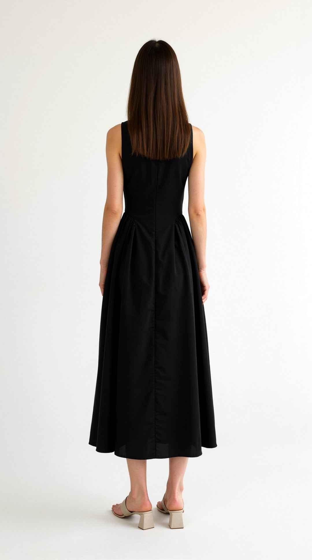 Nancy Dress with Linen Cutout Design