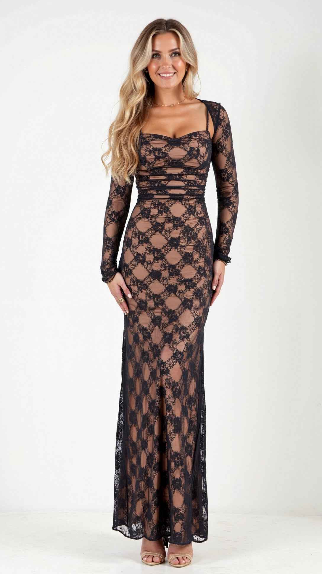 Nerissa Elegant Lace Long Dress