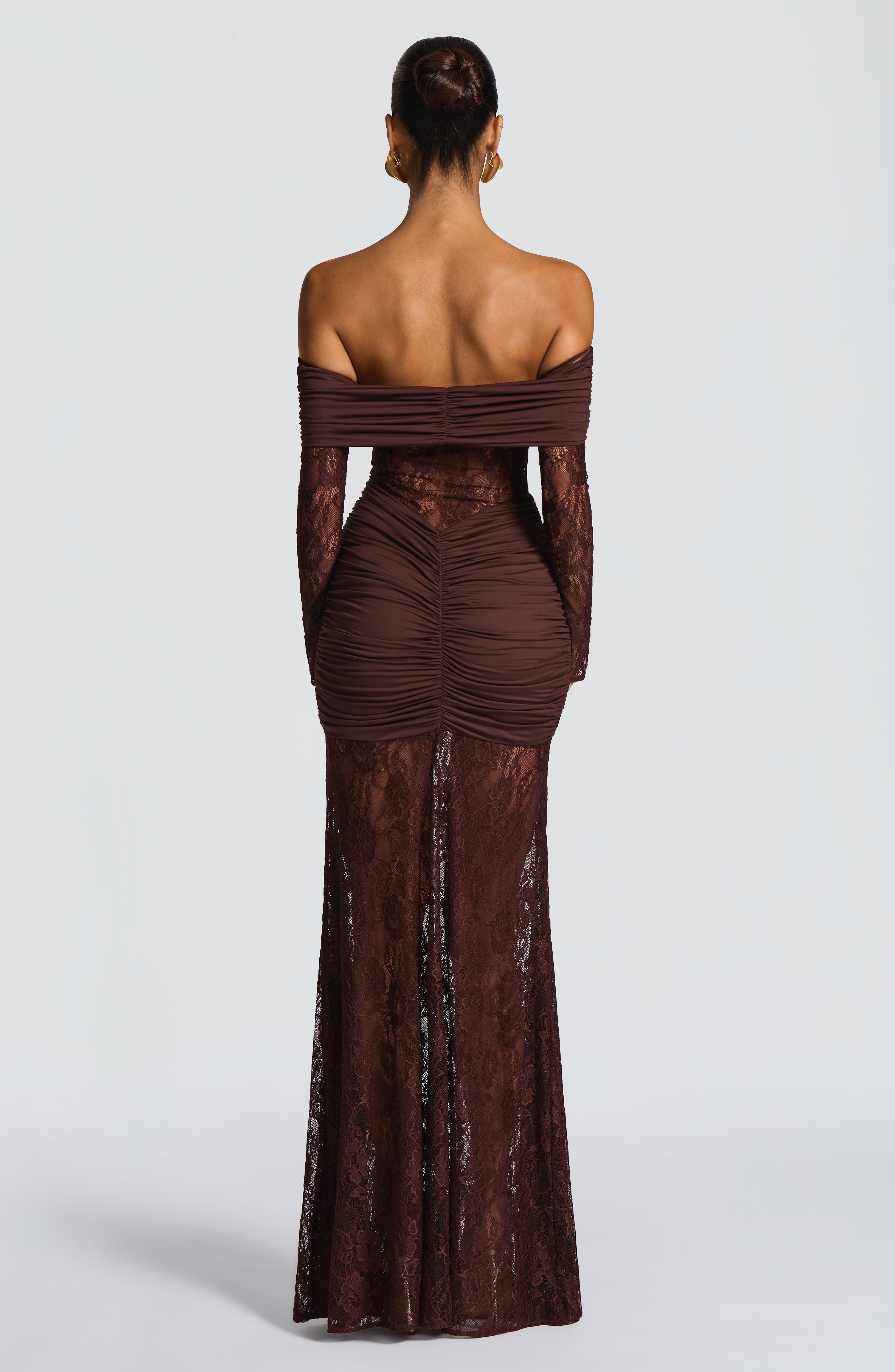 Sauline Plum Brown Maxi Dress - ICYBOO