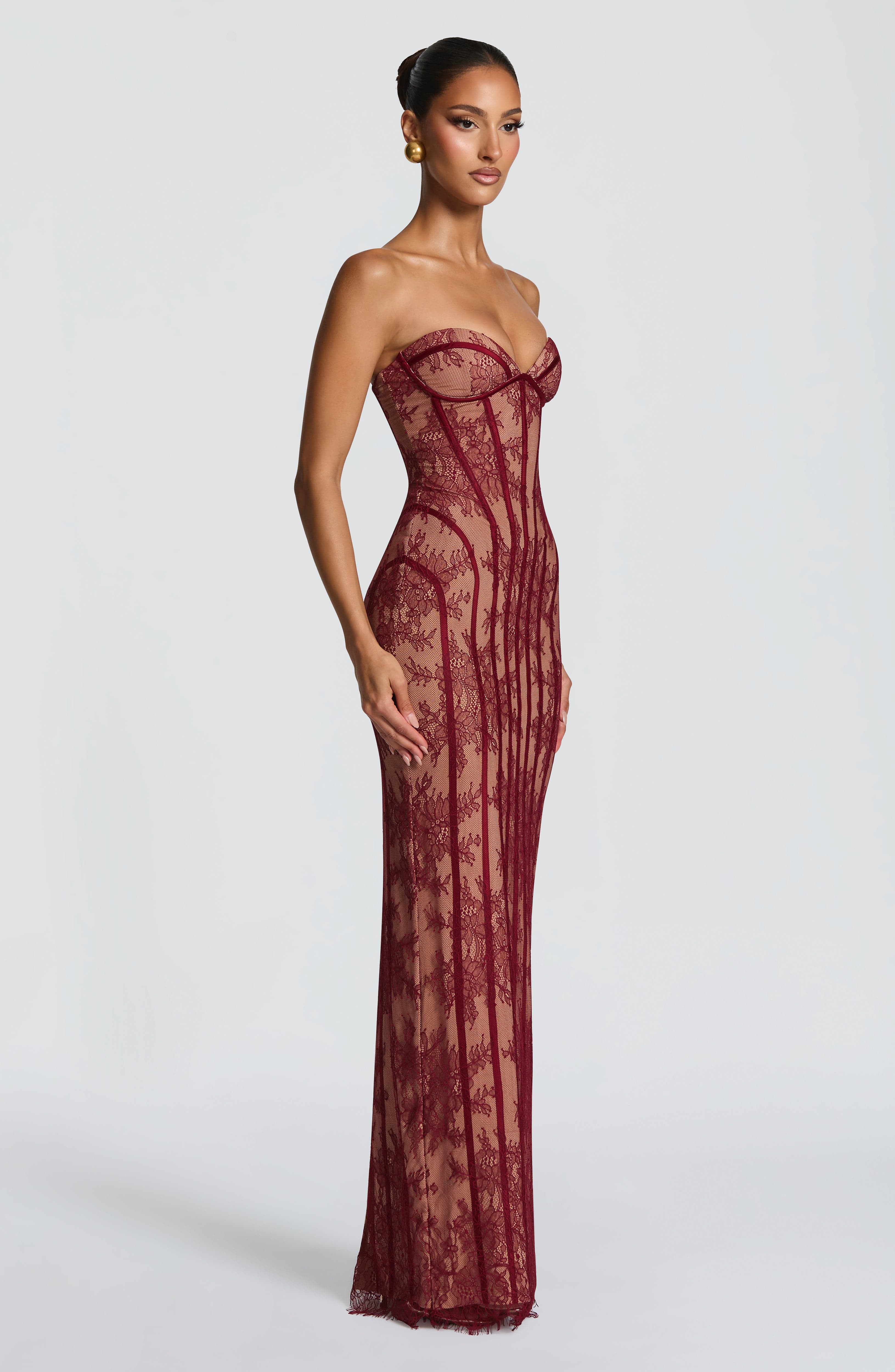 Sian Maxi Dress - Burgundy - ICYBOO