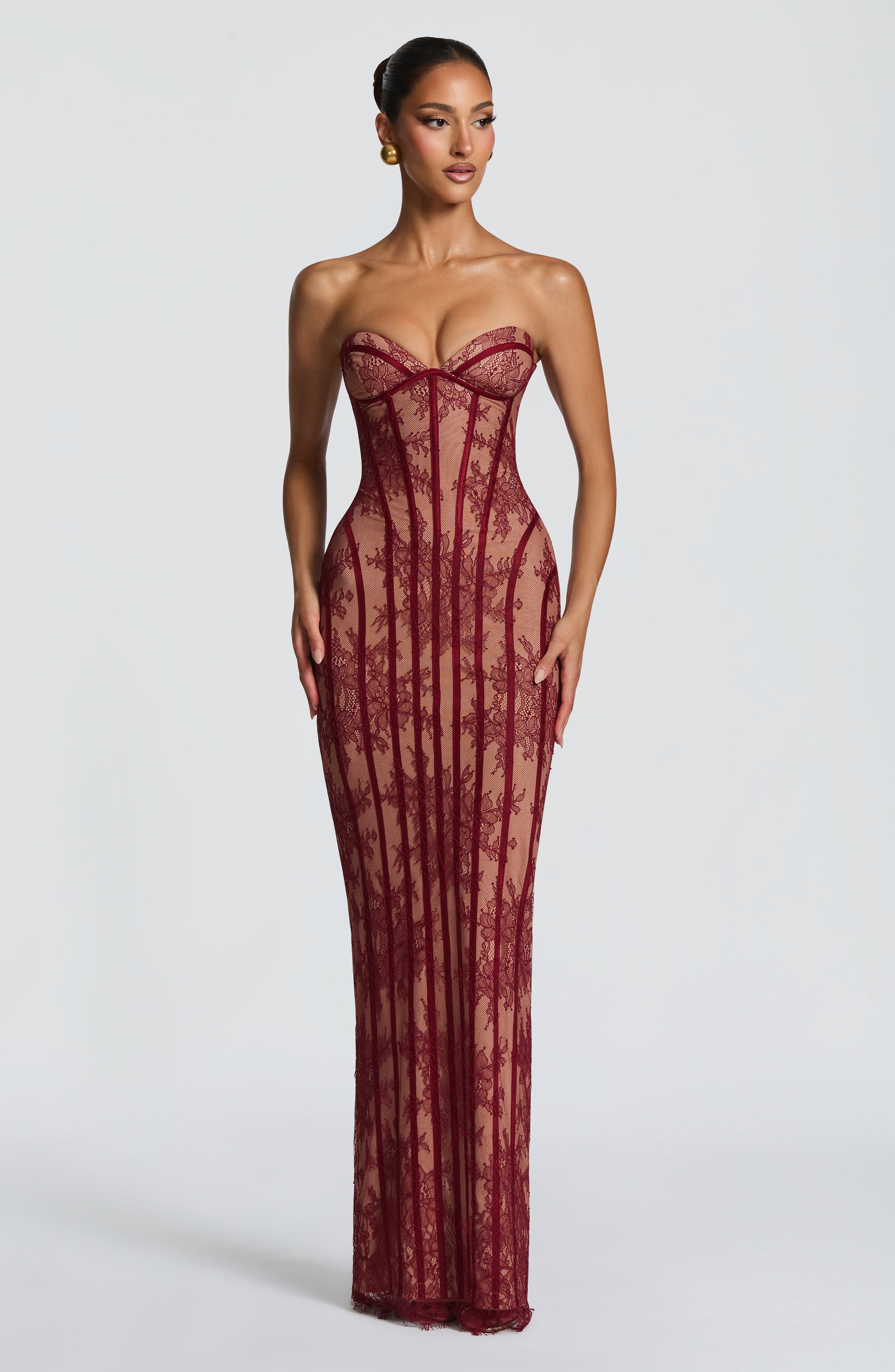 Sian Maxi Dress - Burgundy - ICYBOO