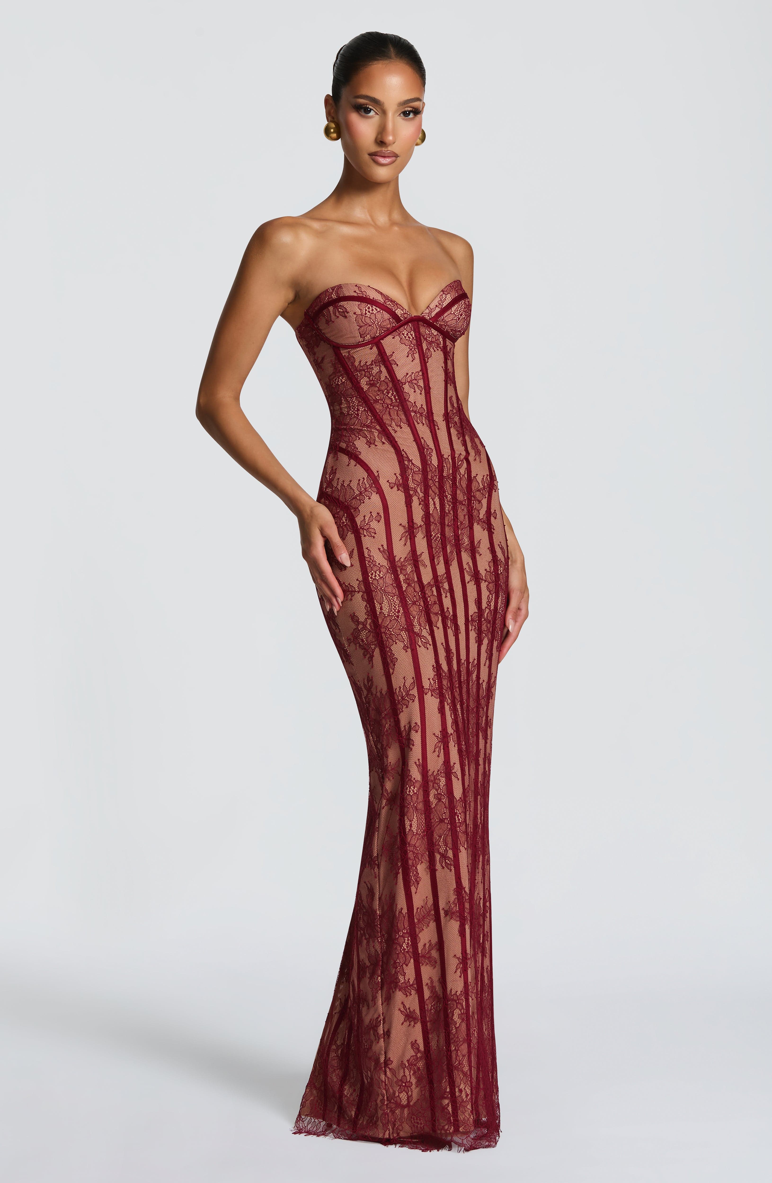 Sian Maxi Dress - Burgundy - ICYBOO