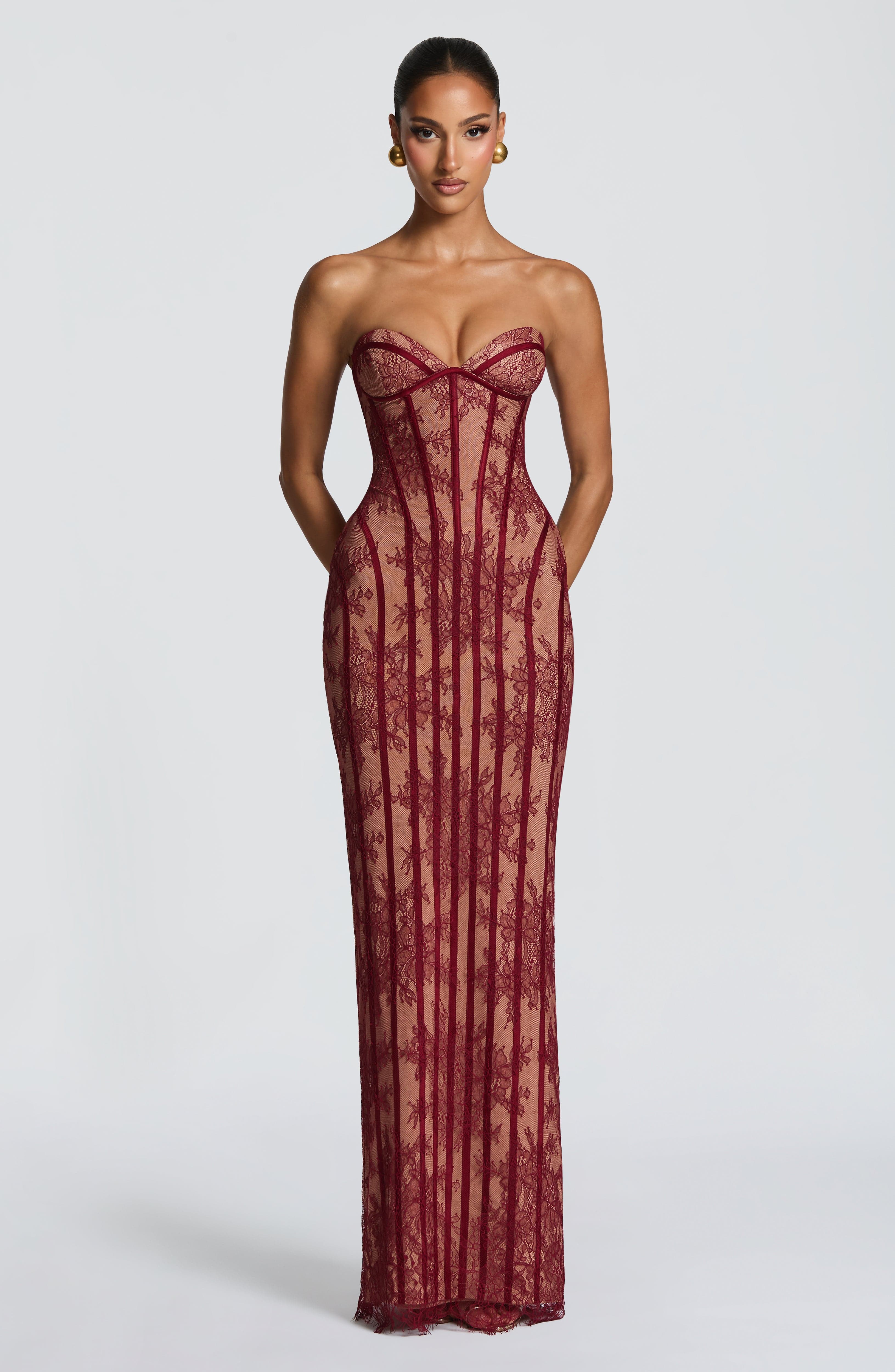 Sian Maxi Dress - Burgundy - ICYBOO