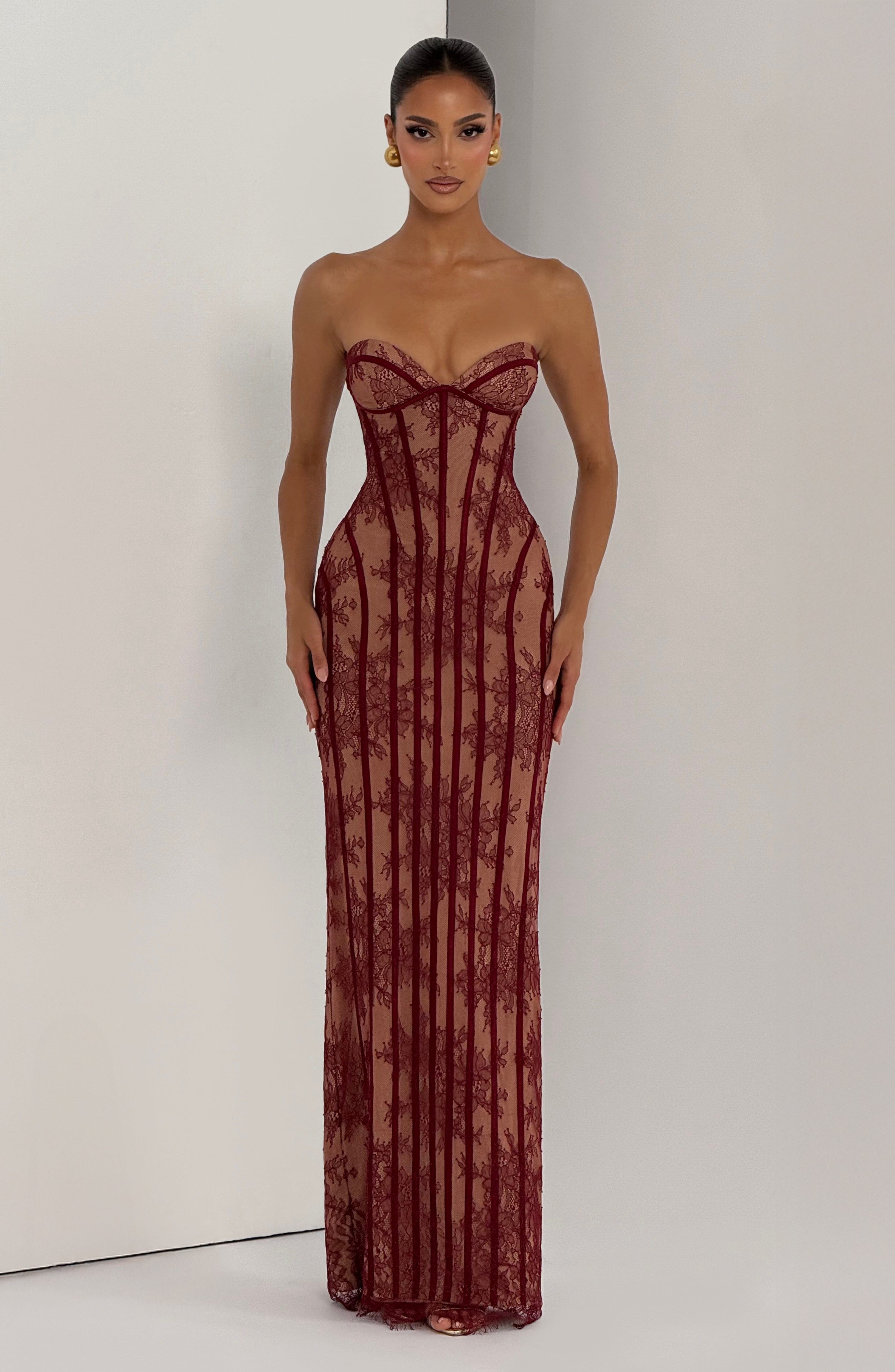 Sian Maxi Dress - Burgundy - ICYBOO
