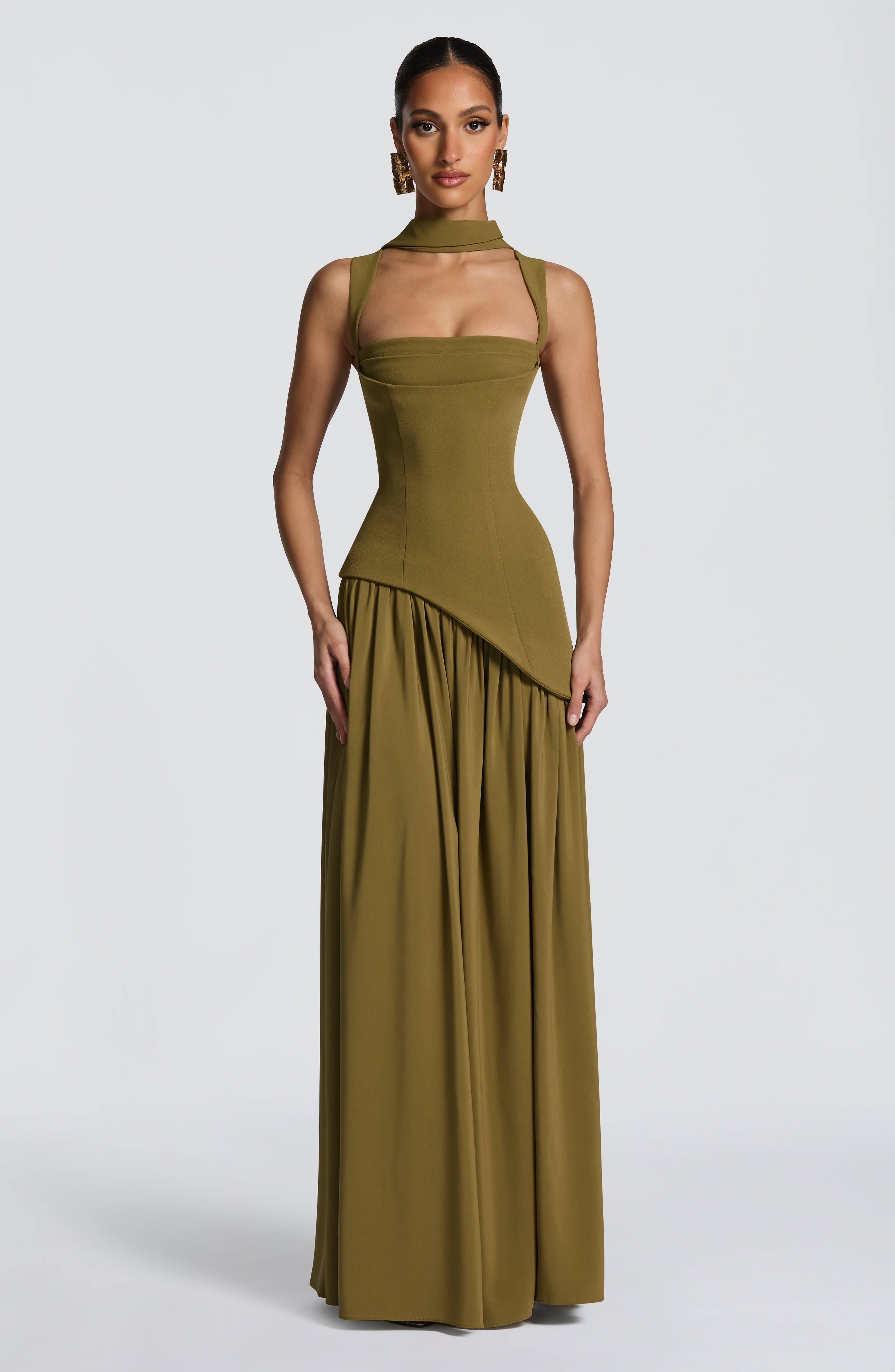 Tullulah Deep Olive Maxi Dress - ICYBOO