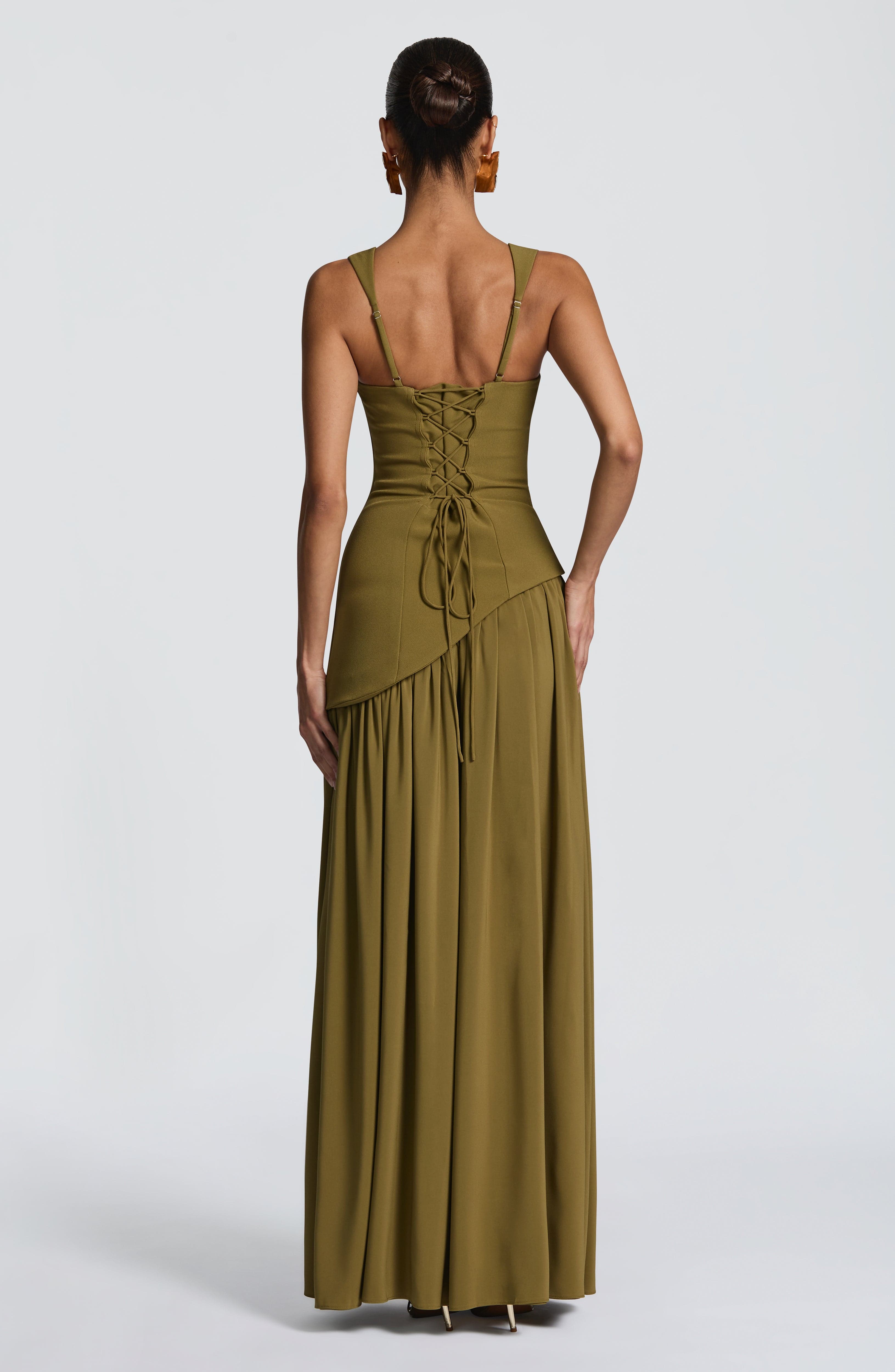 Tullulah Deep Olive Maxi Dress - ICYBOO