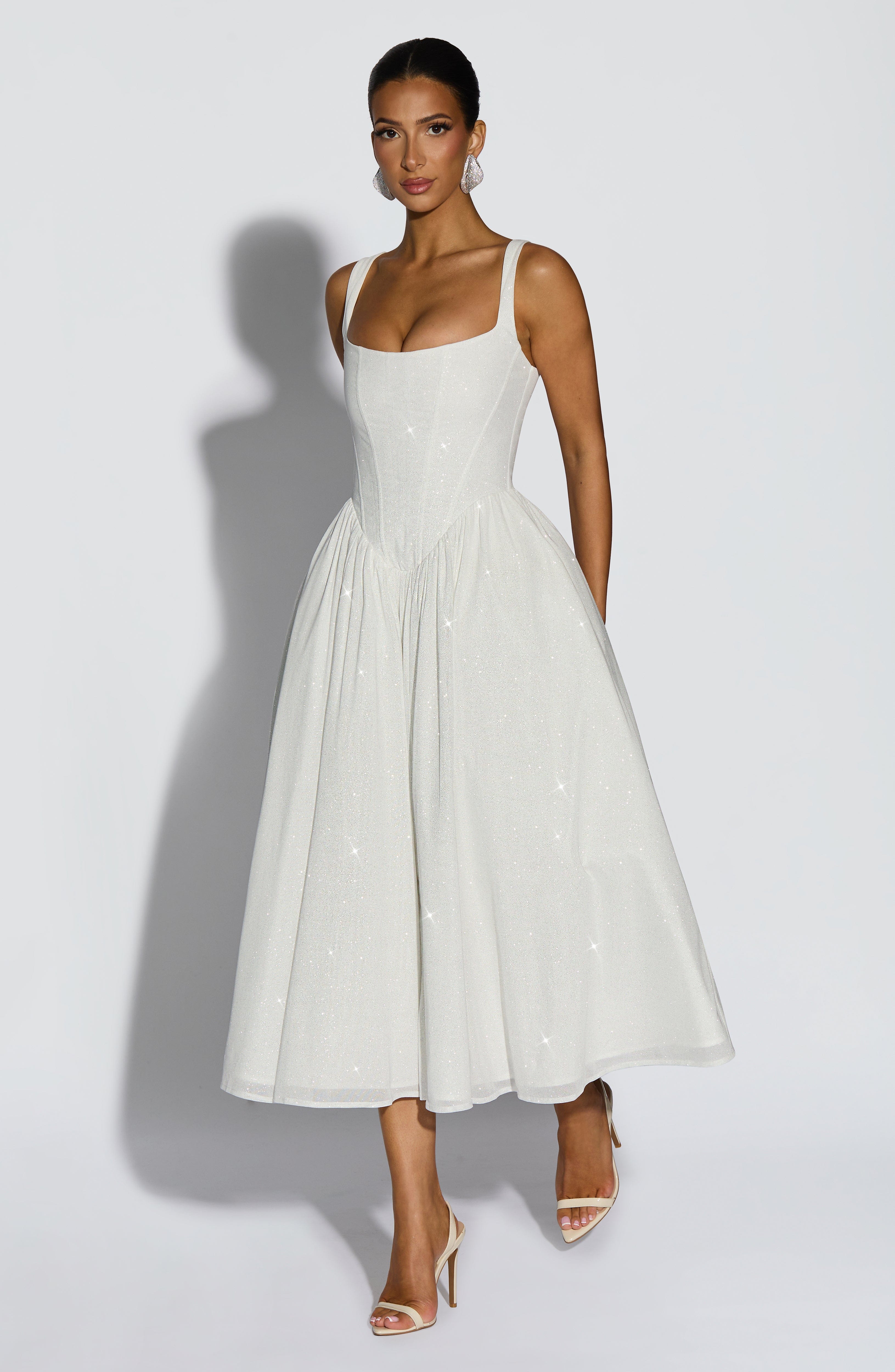 Ivory Sparkle Vivienne Midi Dress - ICYBOO