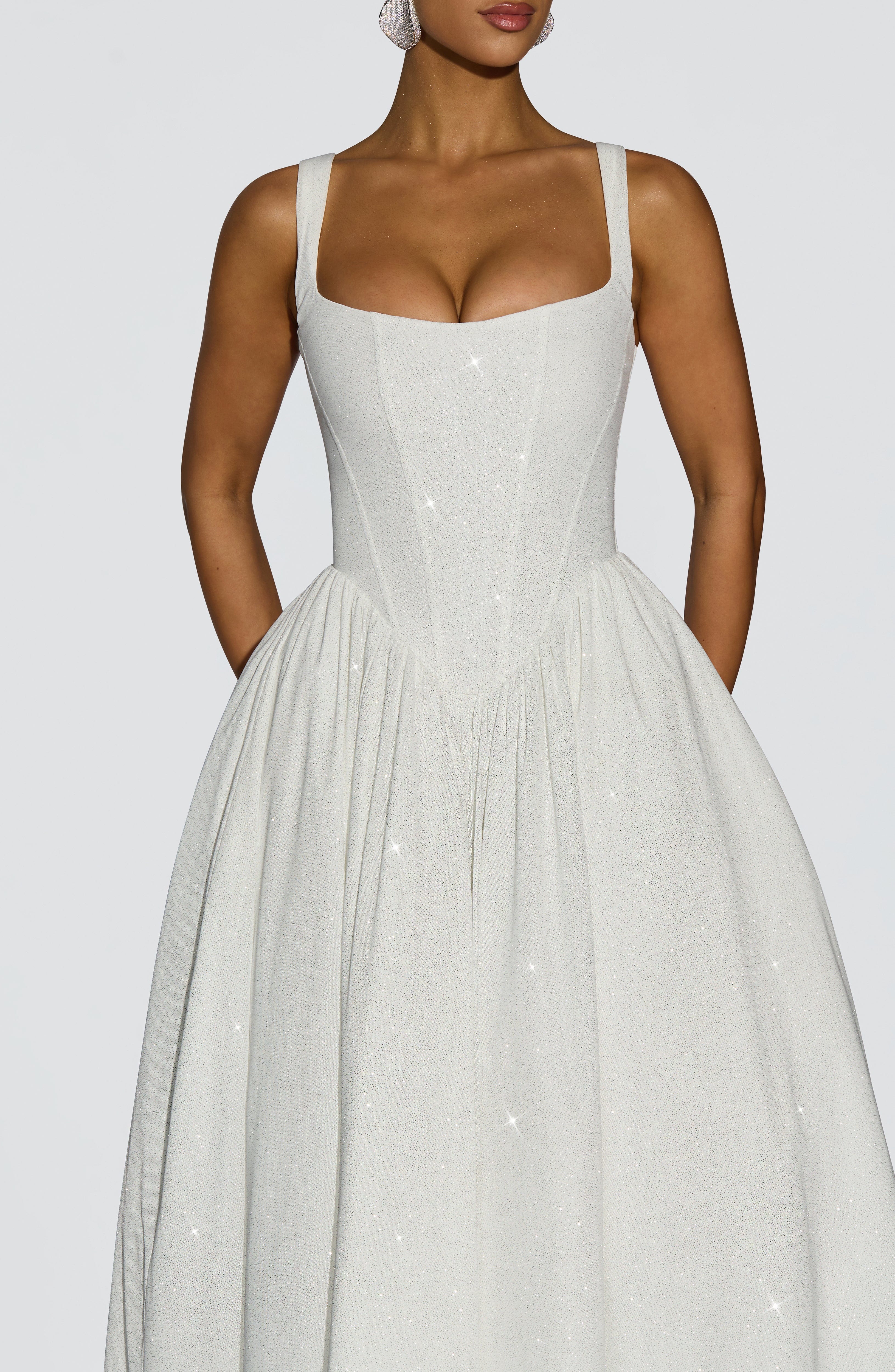 Ivory Sparkle Vivienne Midi Dress - ICYBOO