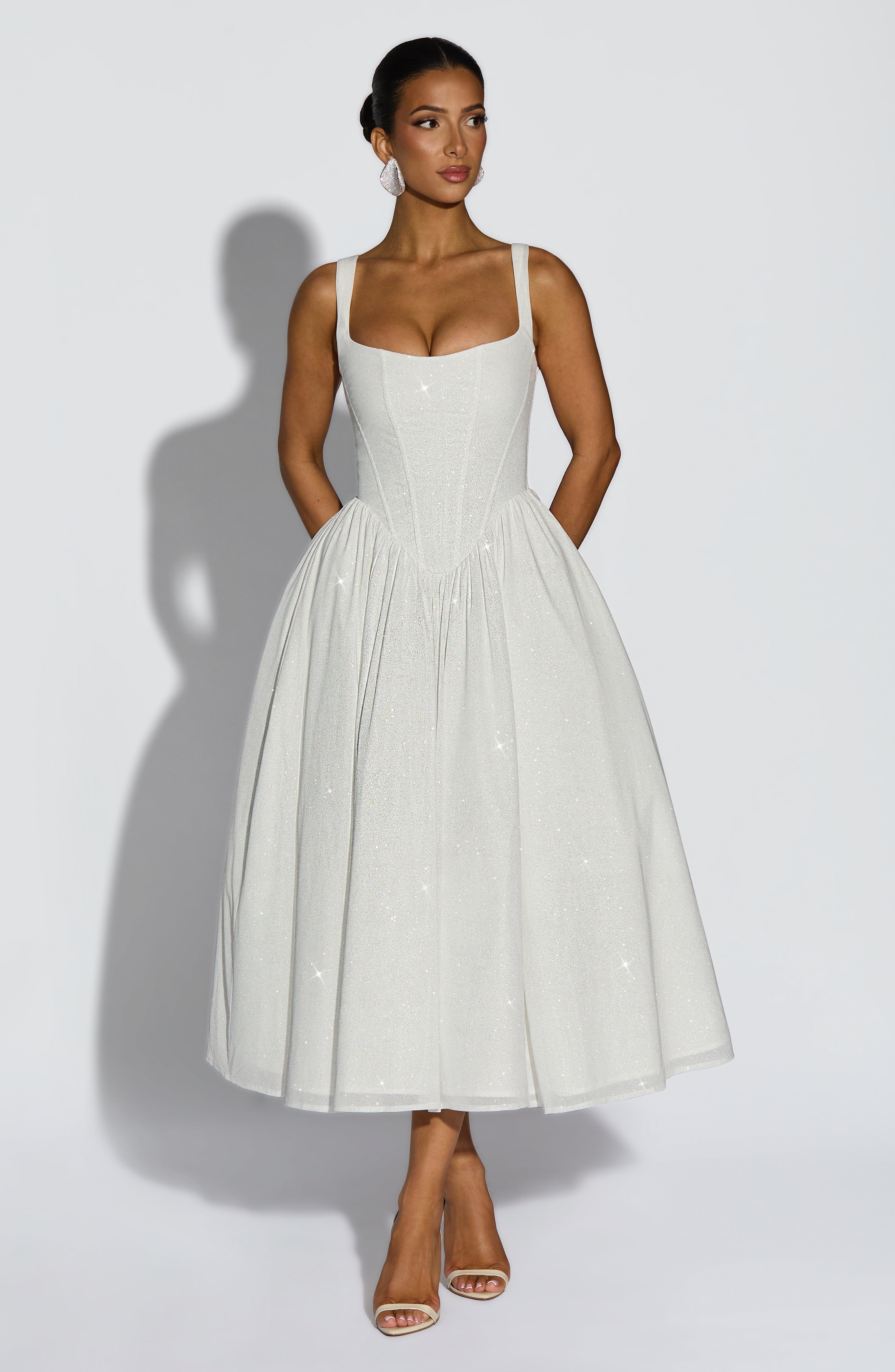 Ivory Sparkle Vivienne Midi Dress - ICYBOO