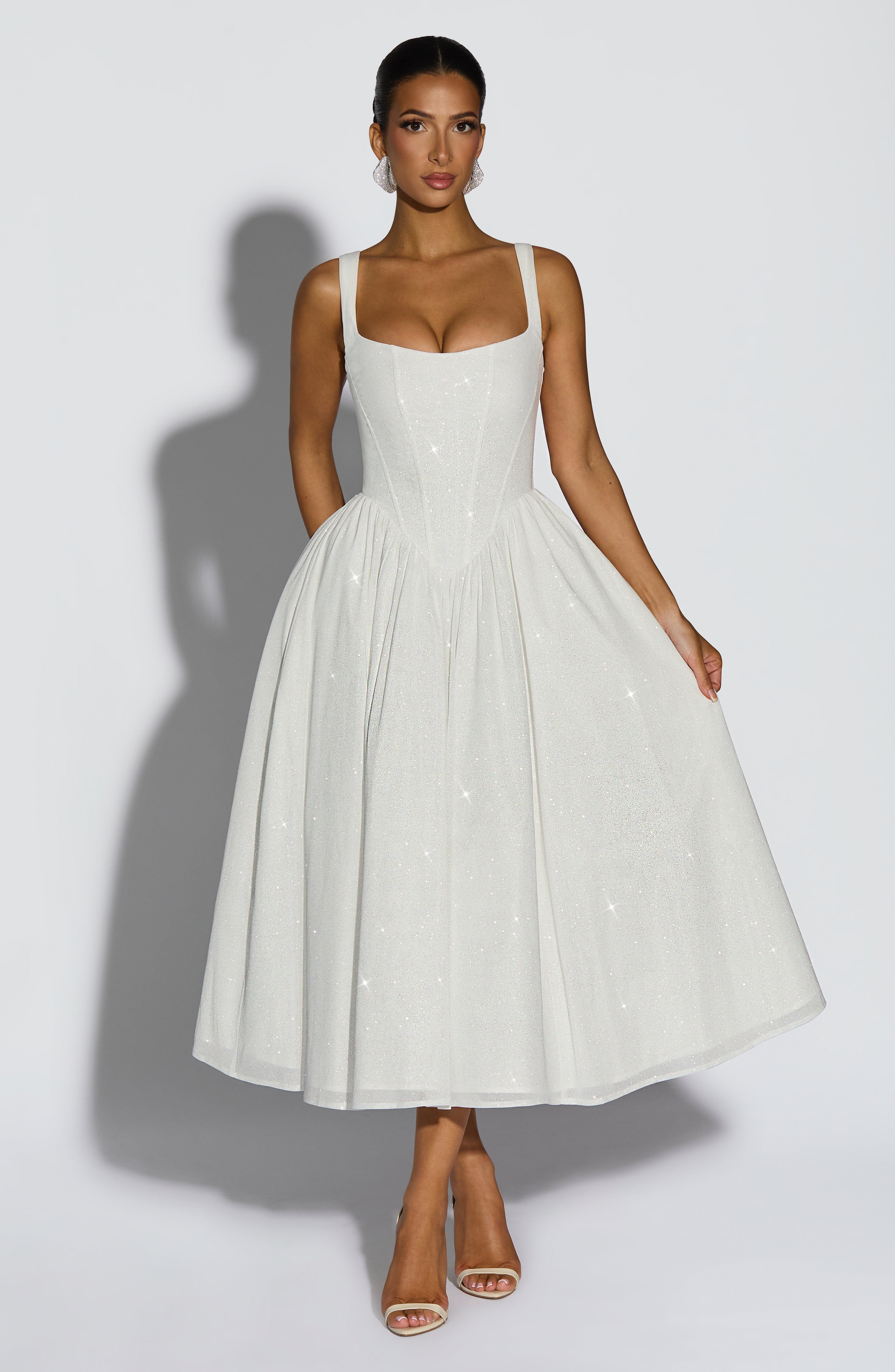 Ivory Sparkle Vivienne Midi Dress - ICYBOO