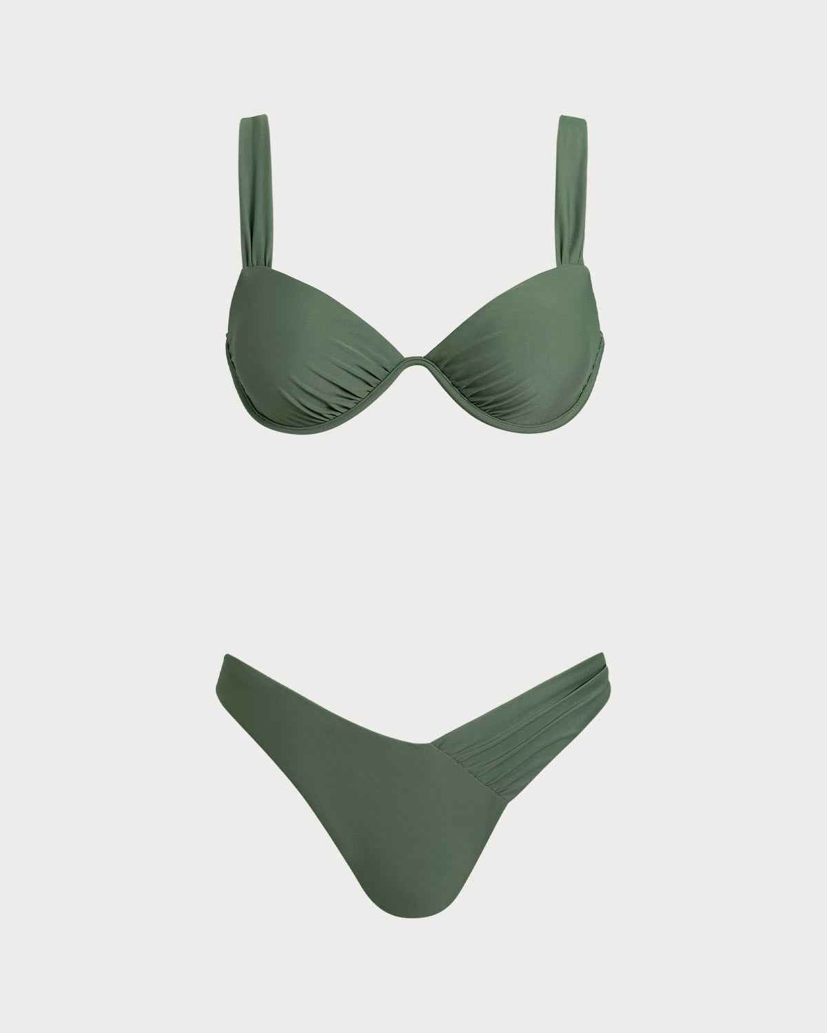 Underwire High Stretch Summer Bikini Set - Army Green