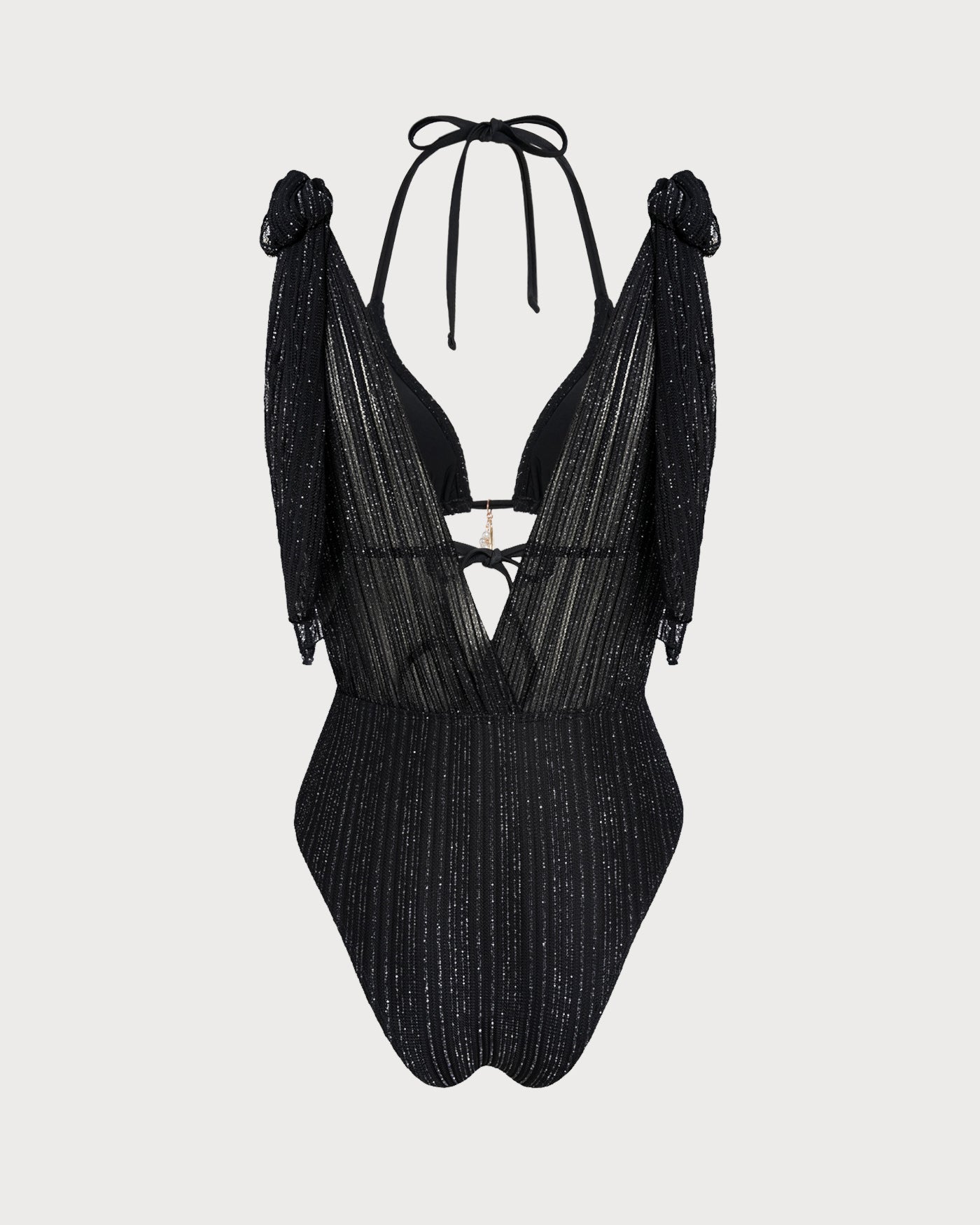 Ruched Halter High Cut Summer Bikini Set - Black