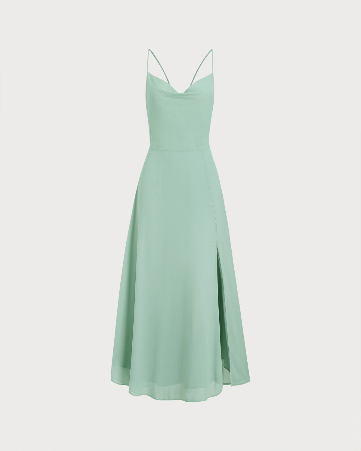Backless Tie Slit Maxi Prom Dress - Green