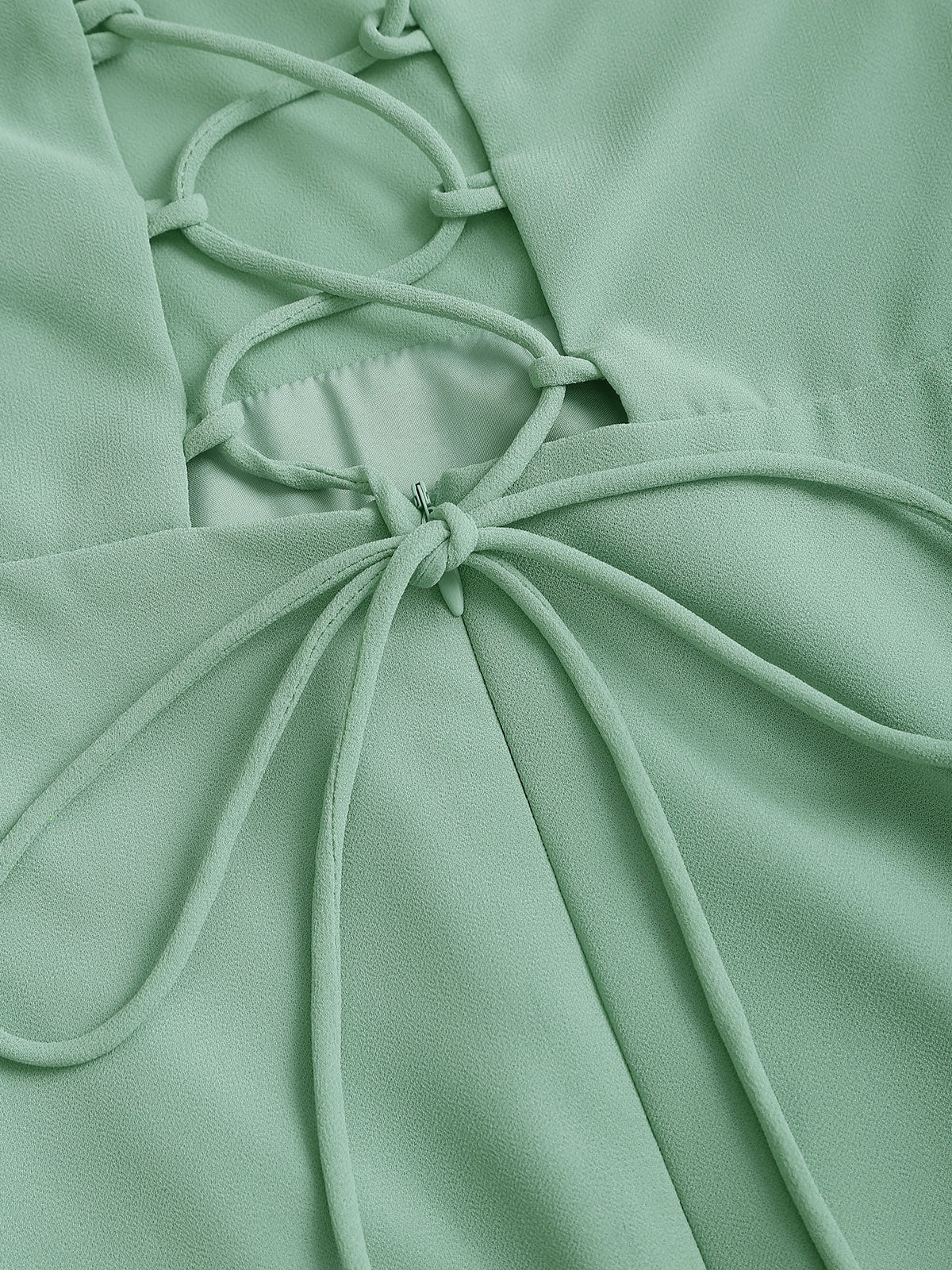 Backless Tie Slit Maxi Prom Dress - Green